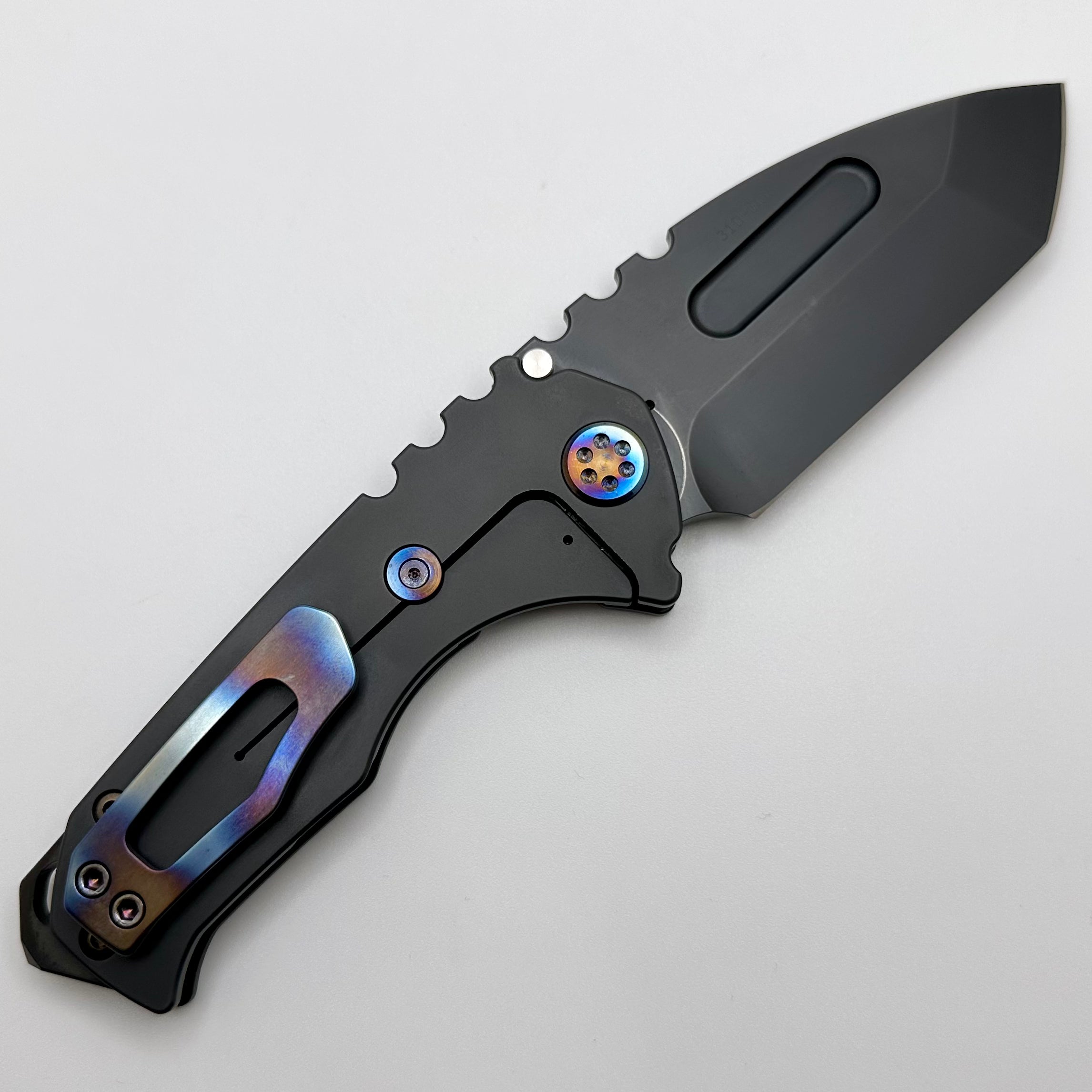 Medford Praetorian Genesis T PVD Ghost Steampunk Handles w/ Flamed Hardware/Clip & S45VN PVD Tanto