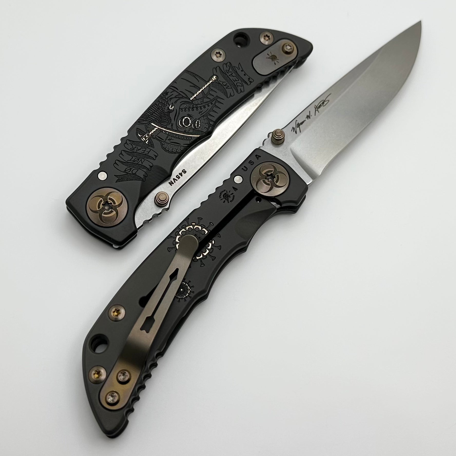 Spartan Blades Harsey Folder 3.25 Black/Gold Plague Doctor w/ S45VN