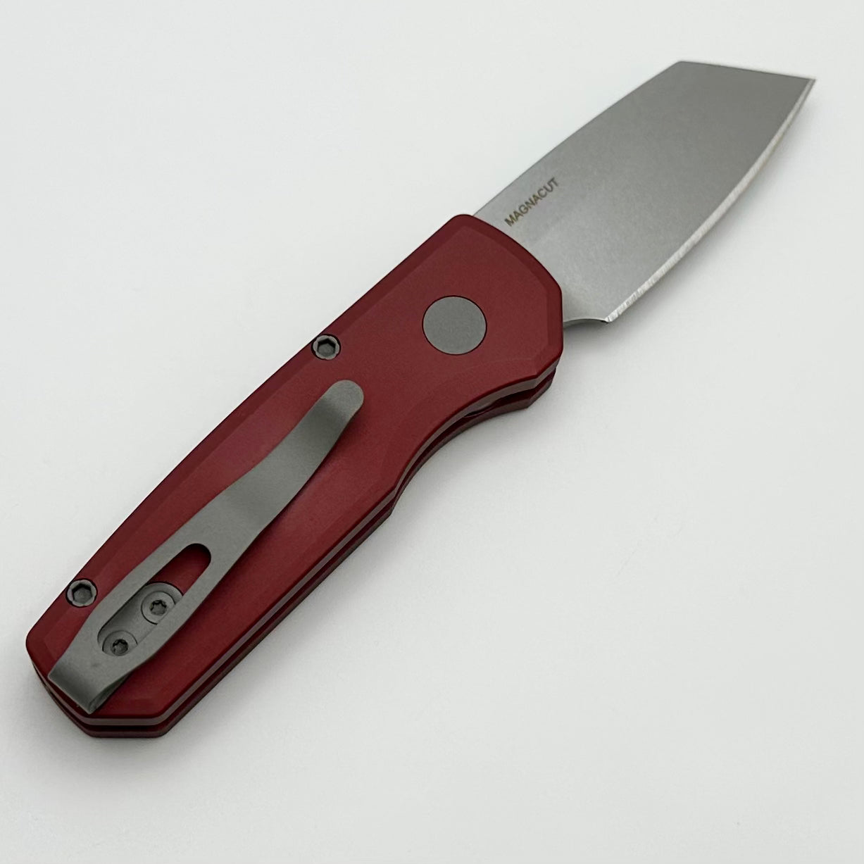 Pro-Tech Runt 5 w/ Red Handle & Stonewash Reverse Tanto MagnaCut R5401-Red