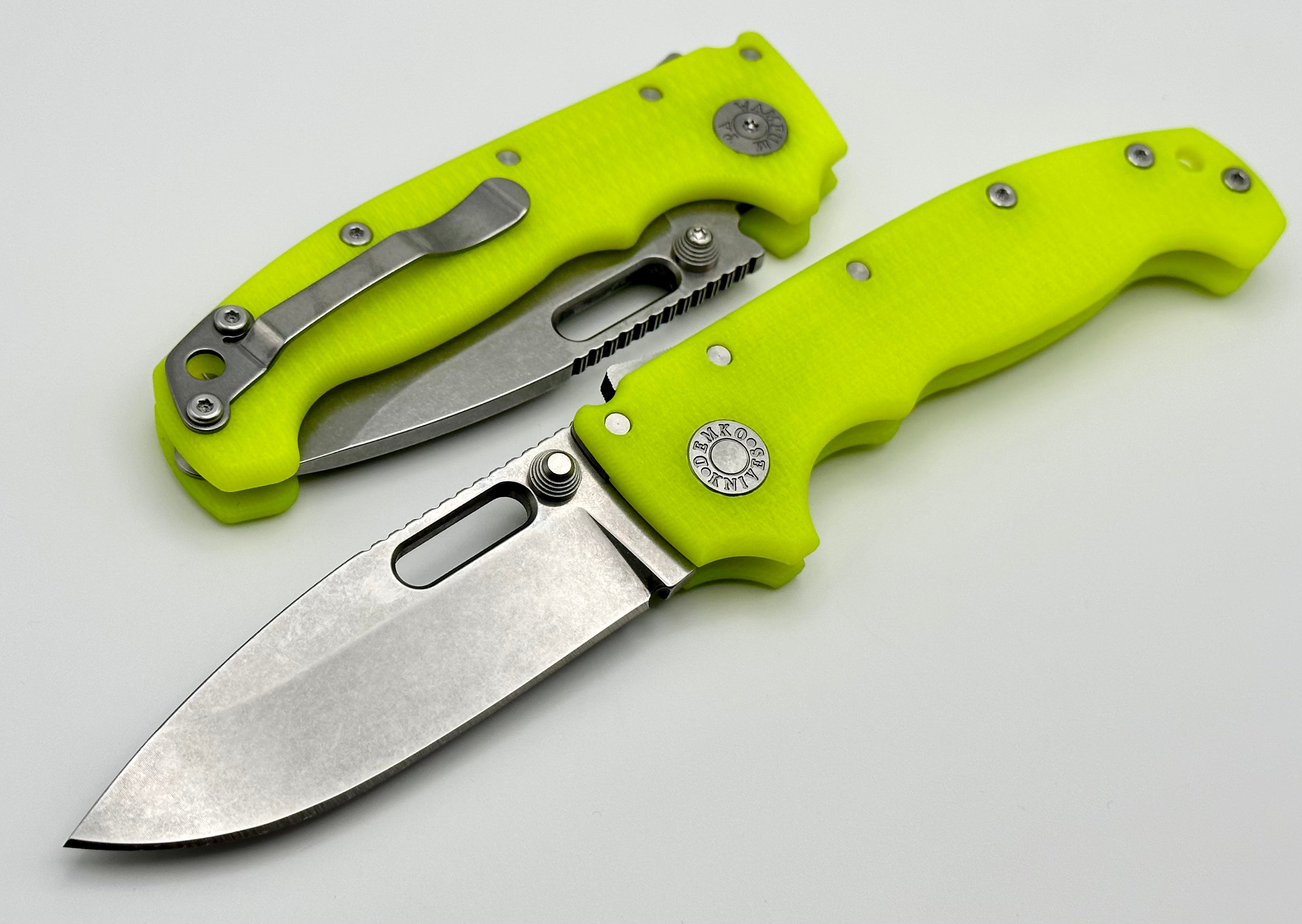 Demko Knives MG AD20 Exclusive Drop Point 3V & Dayglow G-10 LIMIT ONE PER HOUSEHOLD