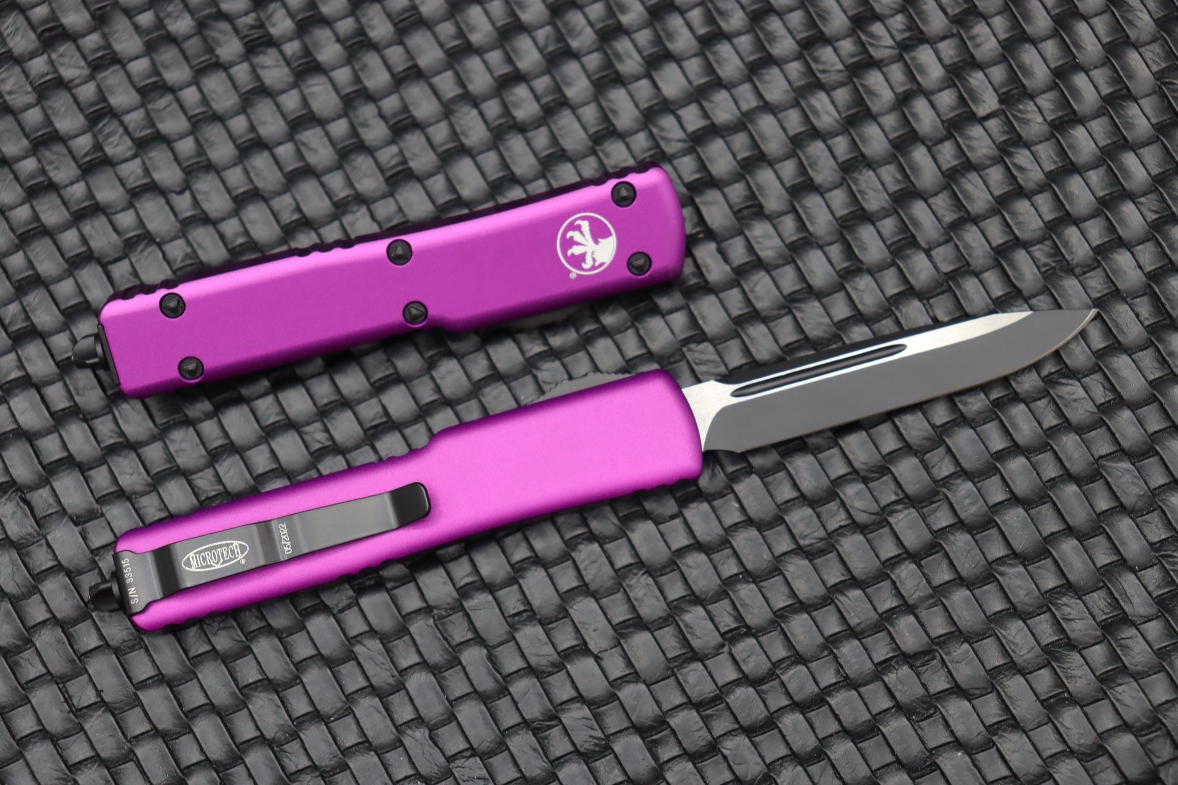 Microtech UTX-70 Single Edge Black Standard & Violet 148-1VI