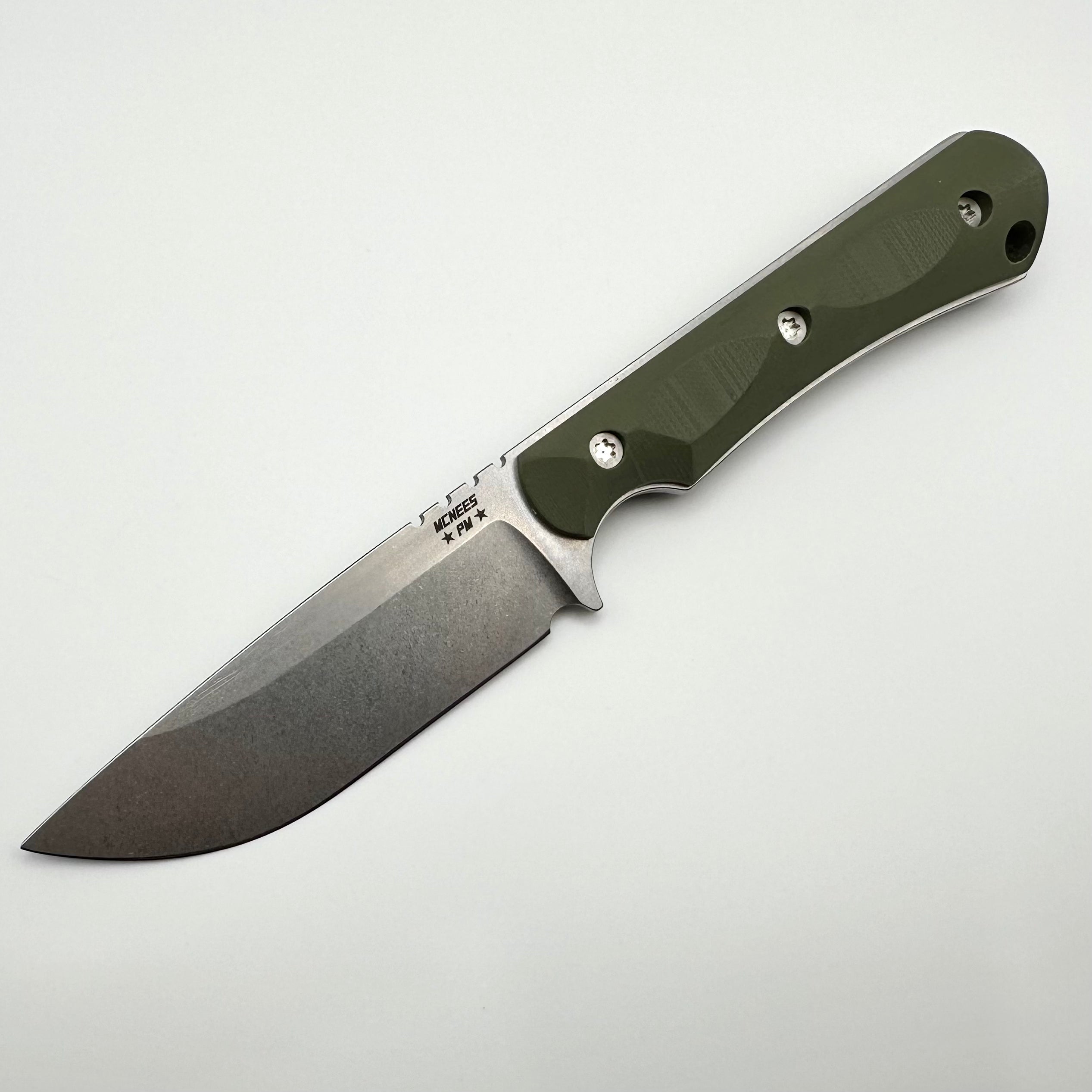 McNees Ridge Runner 3.6 Fixed Blade Green G-10 w/ Stonewash CPM-3V