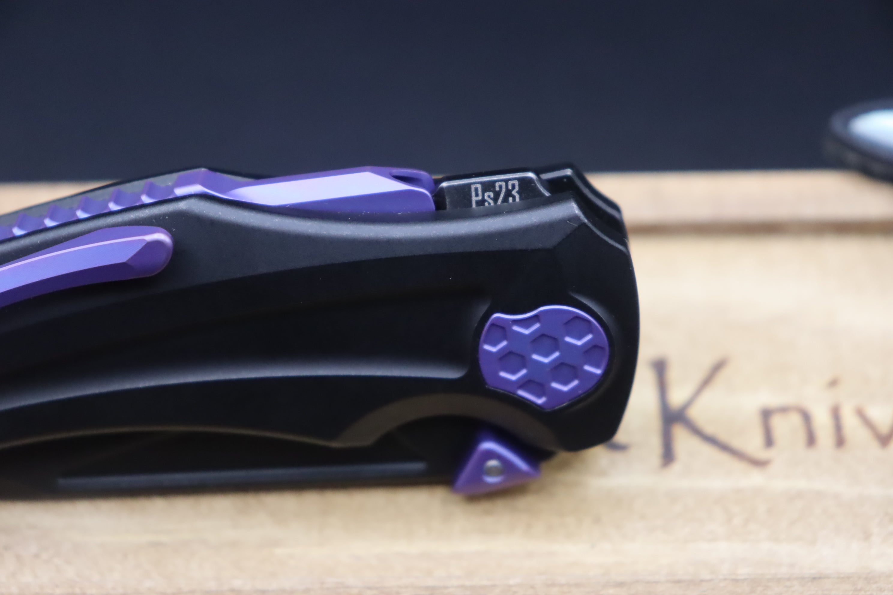 Jake Hoback Knives Sumo DLC Black Handle & Blade with Purple Anodized Accents