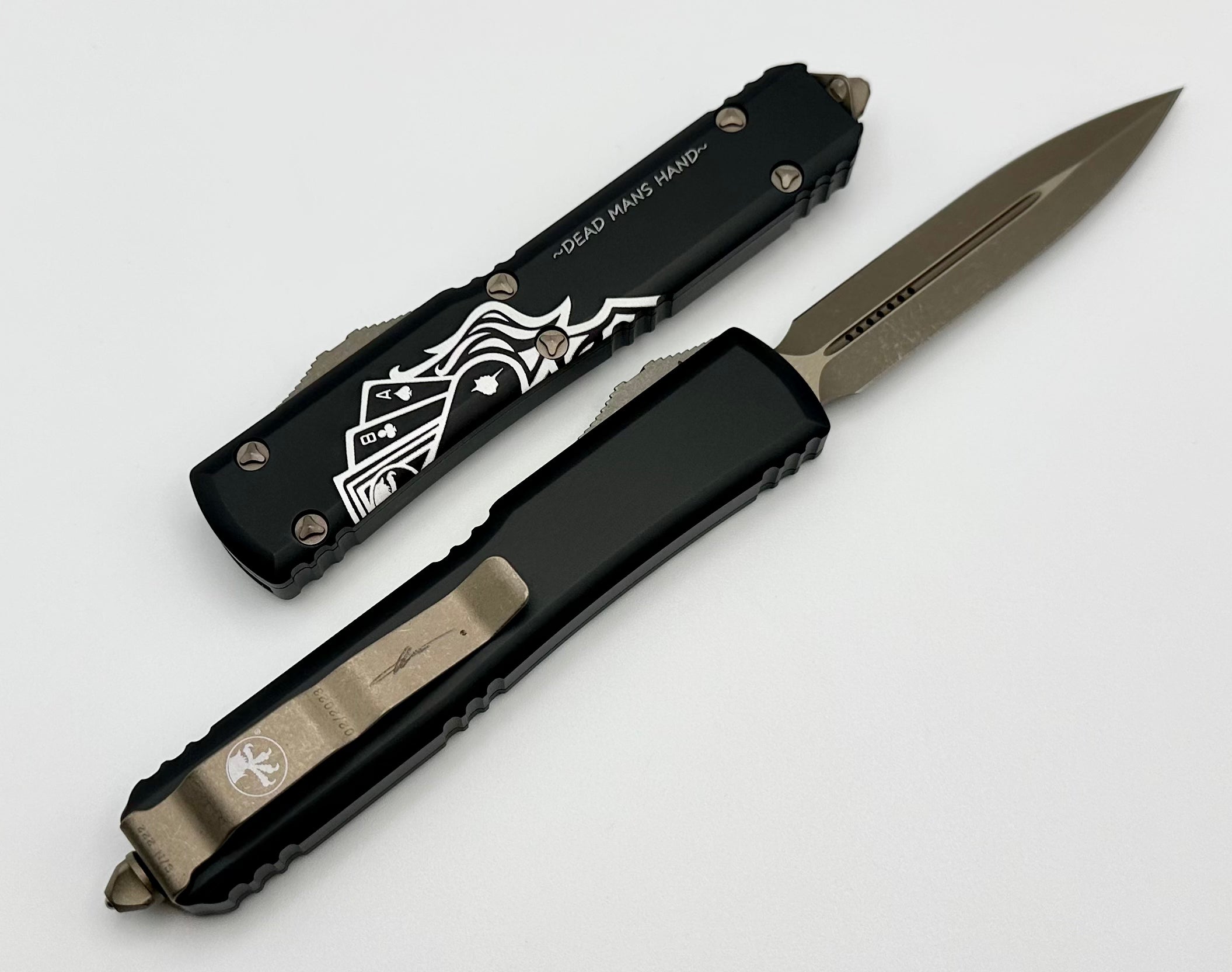 Microtech Ultratech D/E Bronze Apocalyptic Dead Man’s Hand Signature Series 122-13DMS