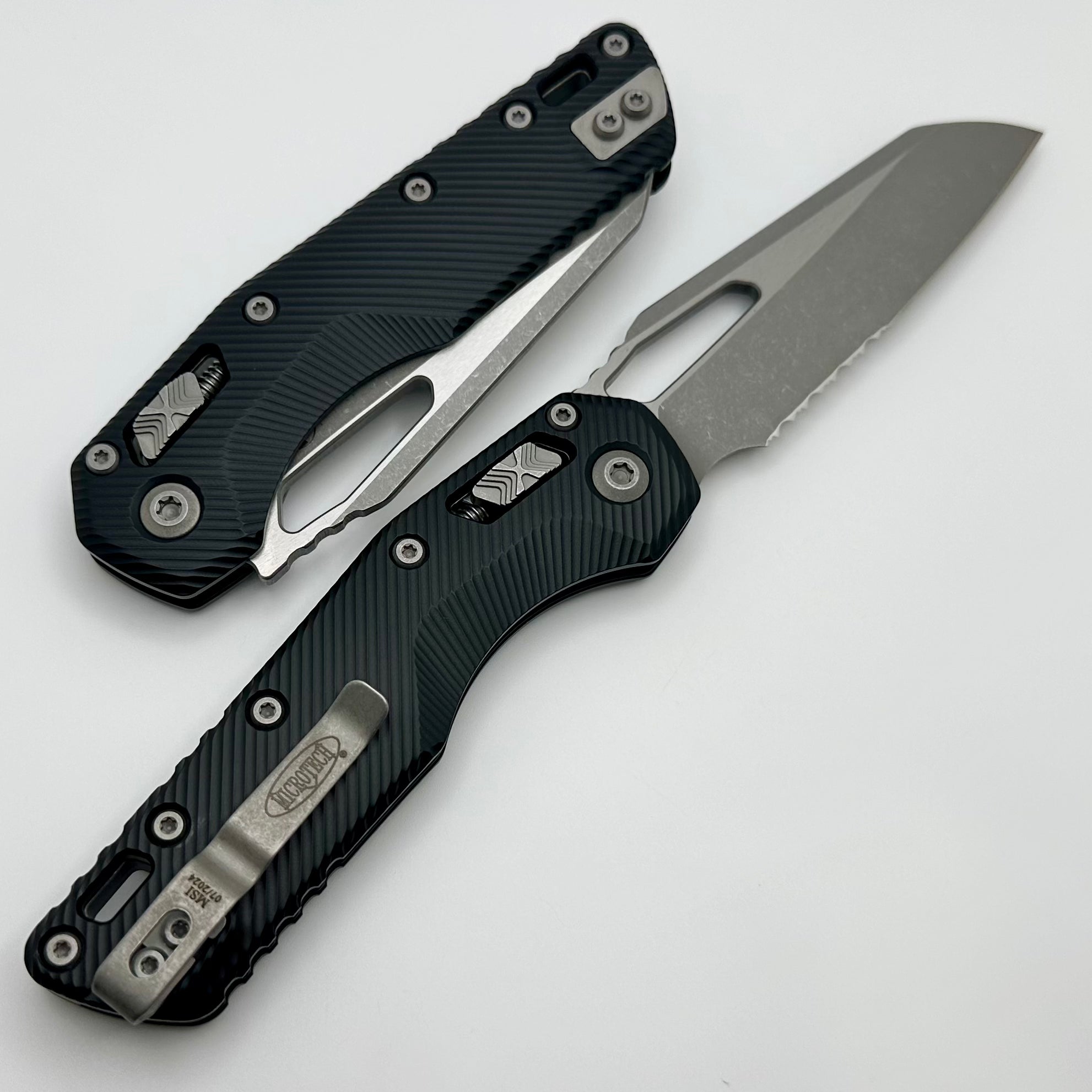 Microtech Knives MSI RAM LOK Black Fluted Aluminum & Partial Serrated Apocalyptic M390MK 210-11APFL