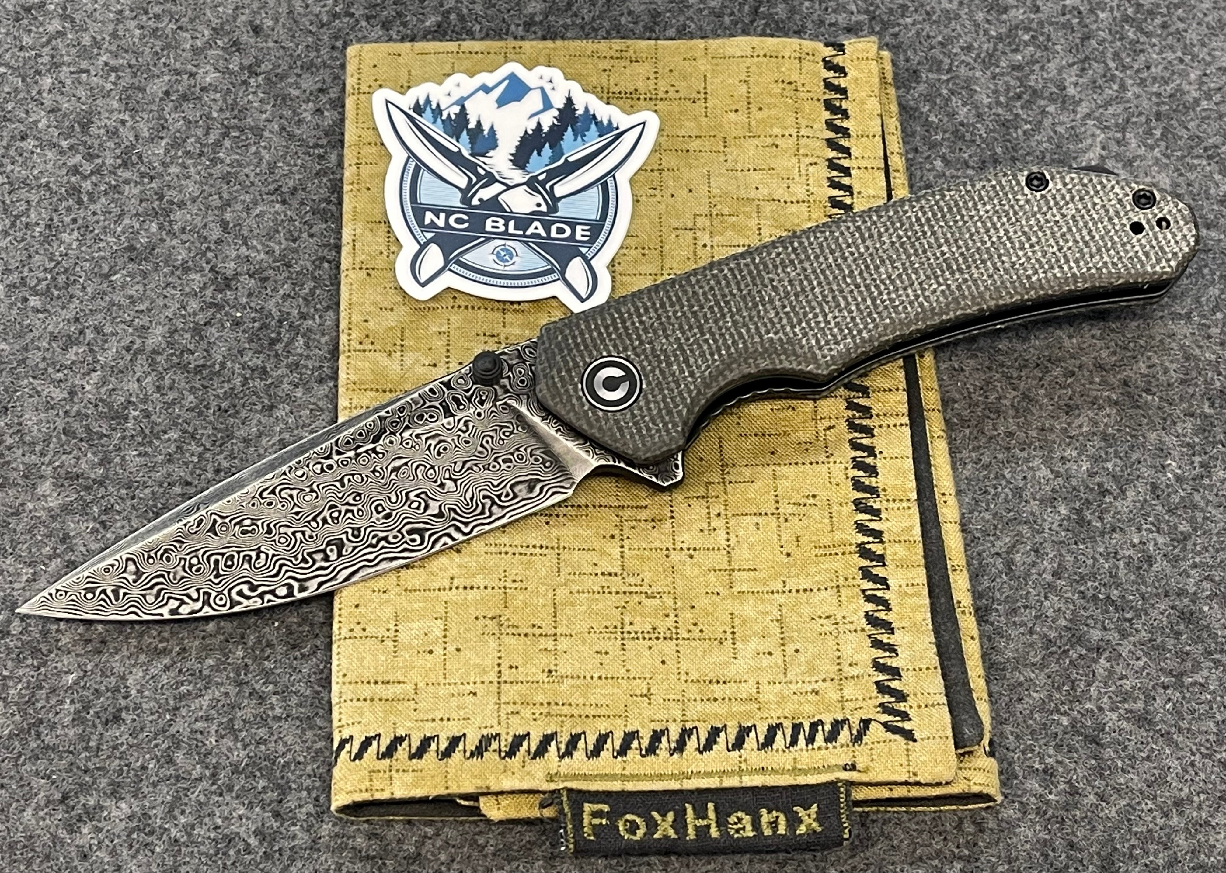 Civivi Brazen Flipper Dark Green Micarta Damascus C2102DS-3