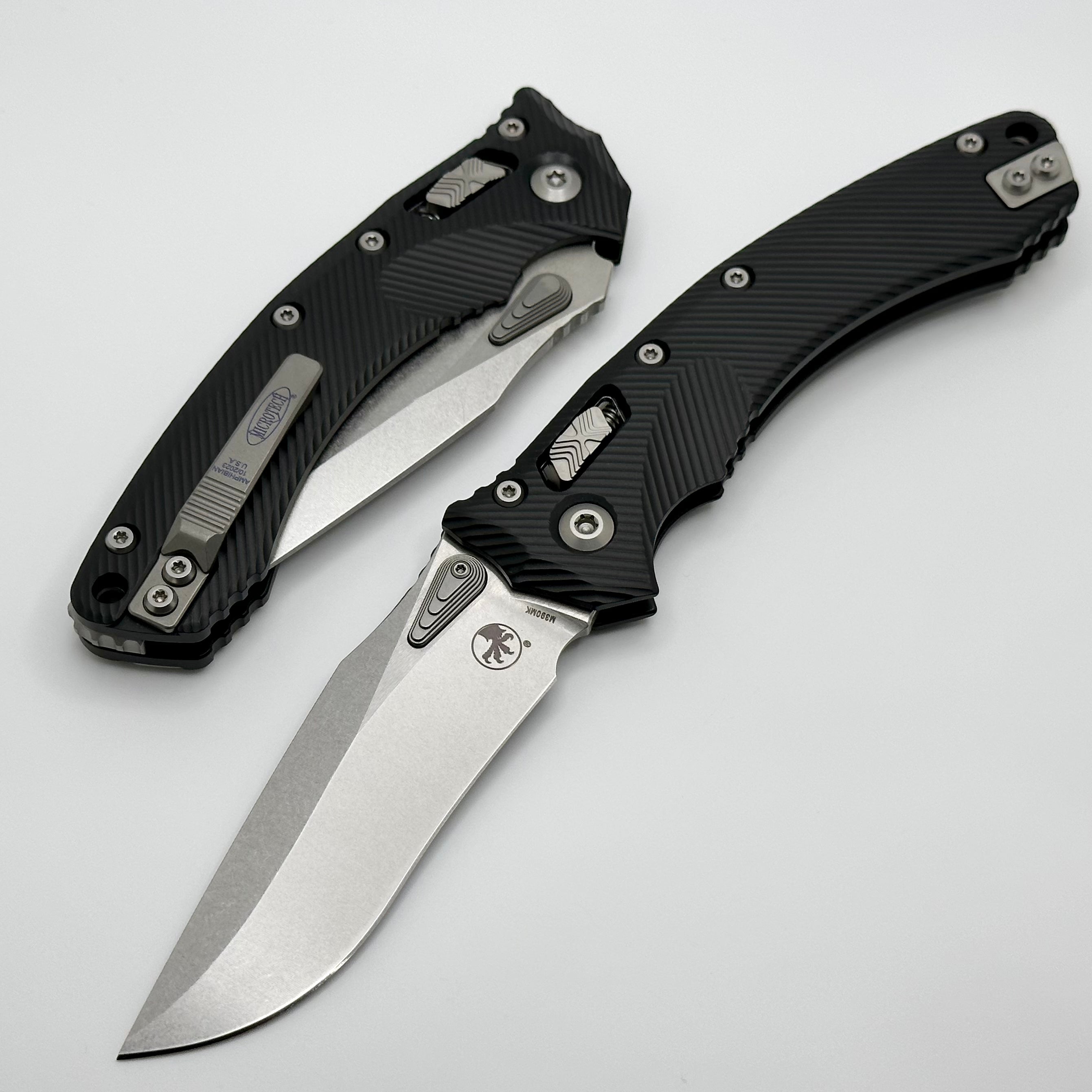 Microtech Amphibian RAM LOK Black Fluted Aluminum & Stonewash M390MK 137RL-10FL