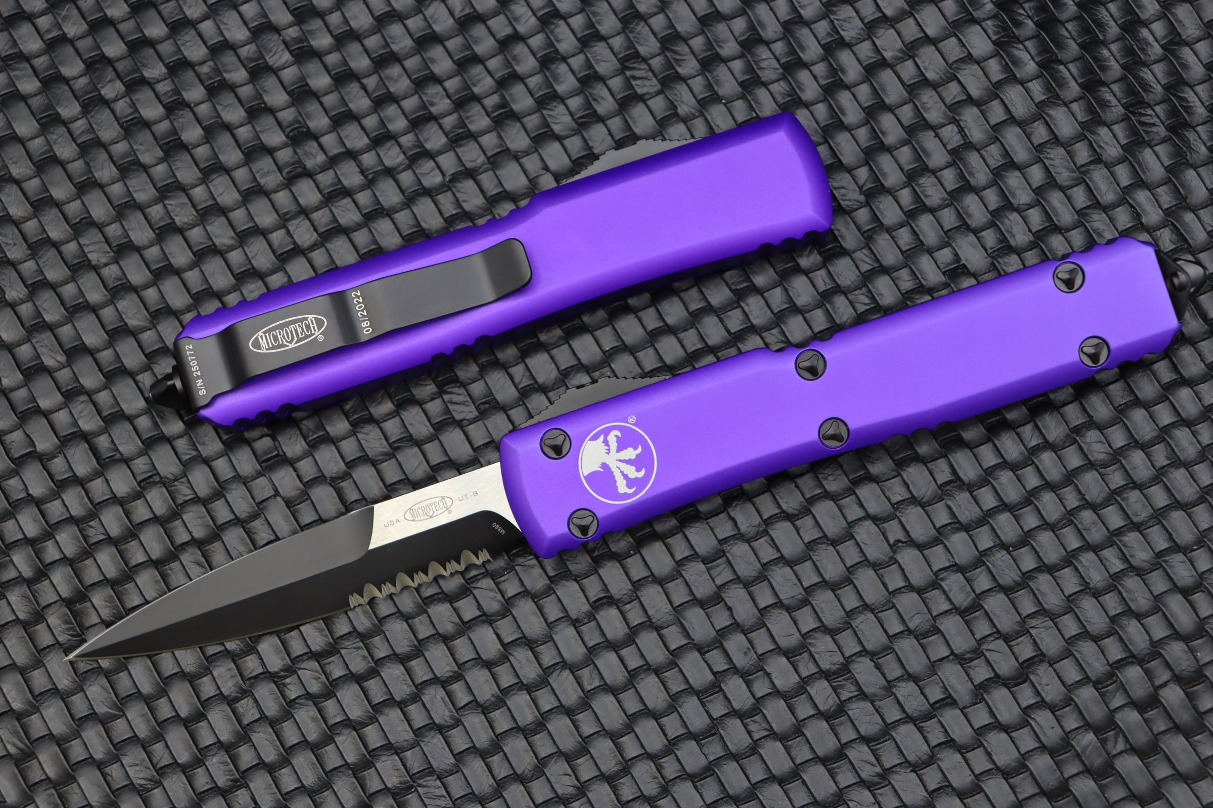 Microtech Ultratech Bayonet Partial Serrated & Purple 120-2PU