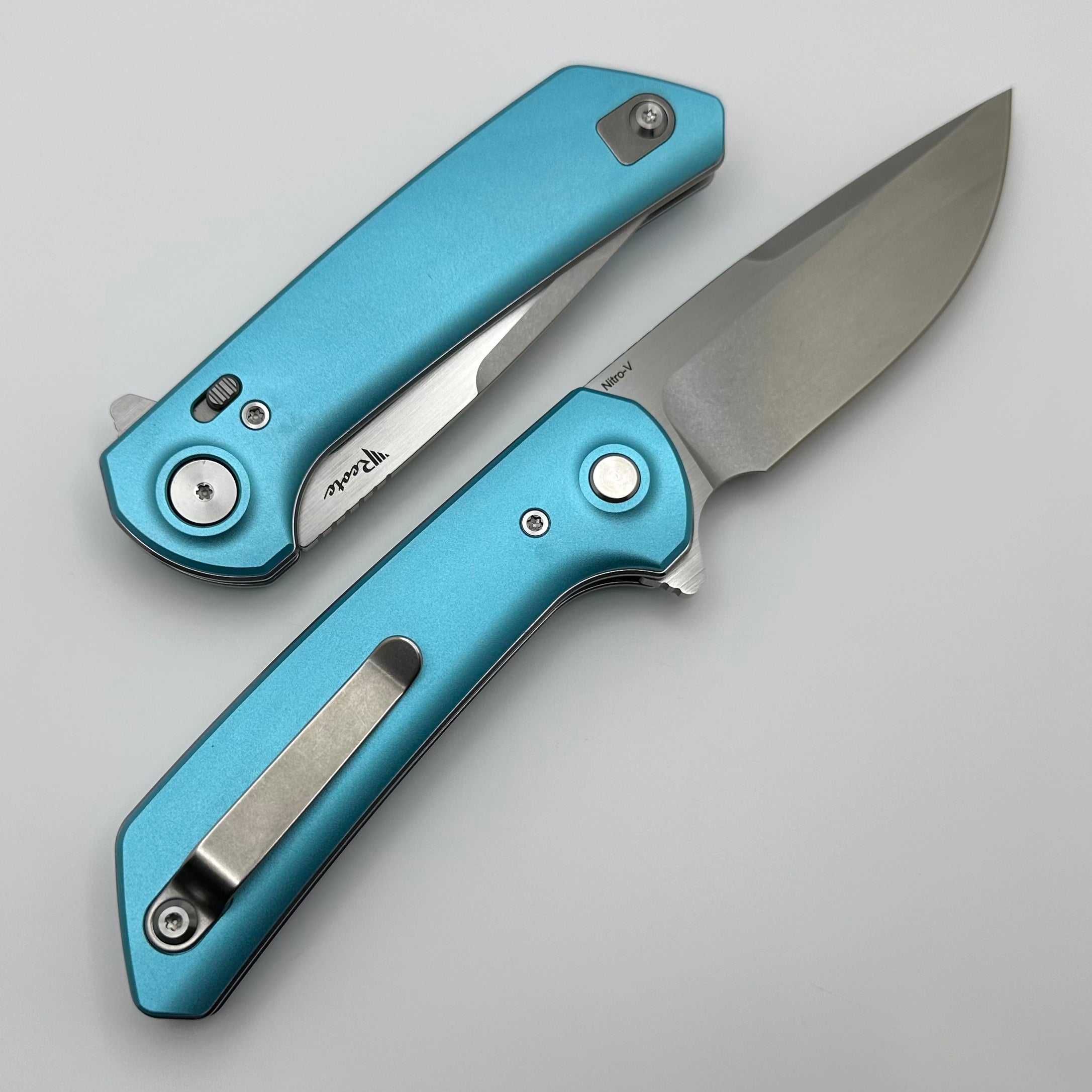 Reate Knives PL-XF Blue Aluminum Handles & Stonewash/Satin Nitro-V