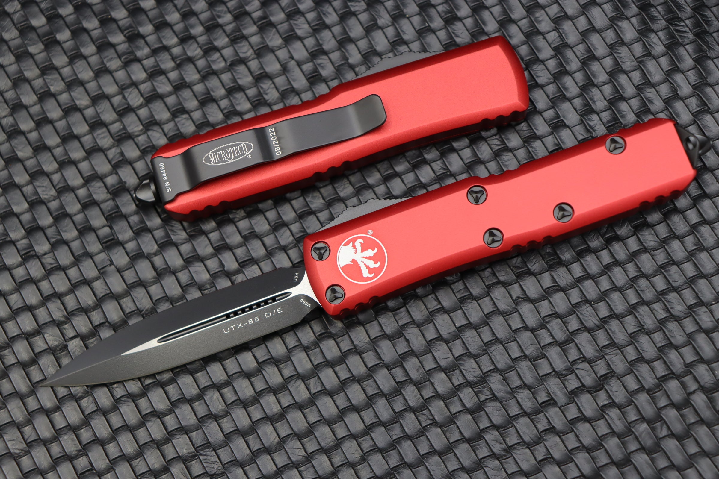 Microtech UTX-85 Double Edge Black Standard & Red 232-1RD