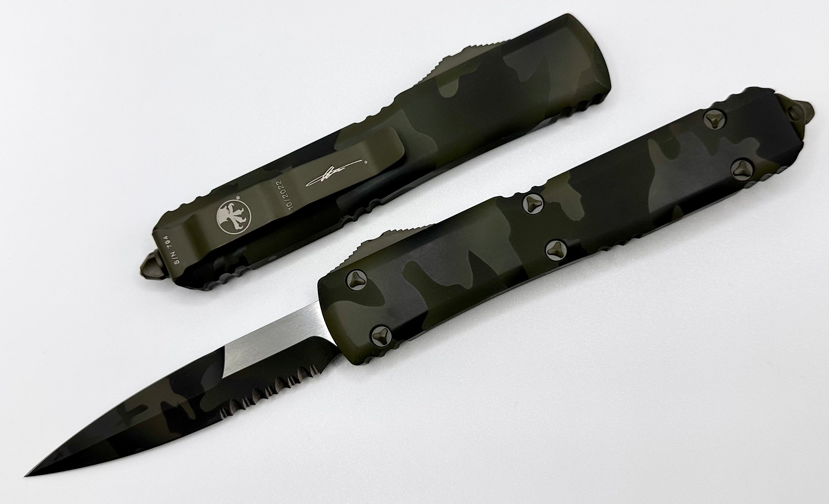 Microtech Ultratech Bayonet Partial Serrated Olive Camo 120-2OCS