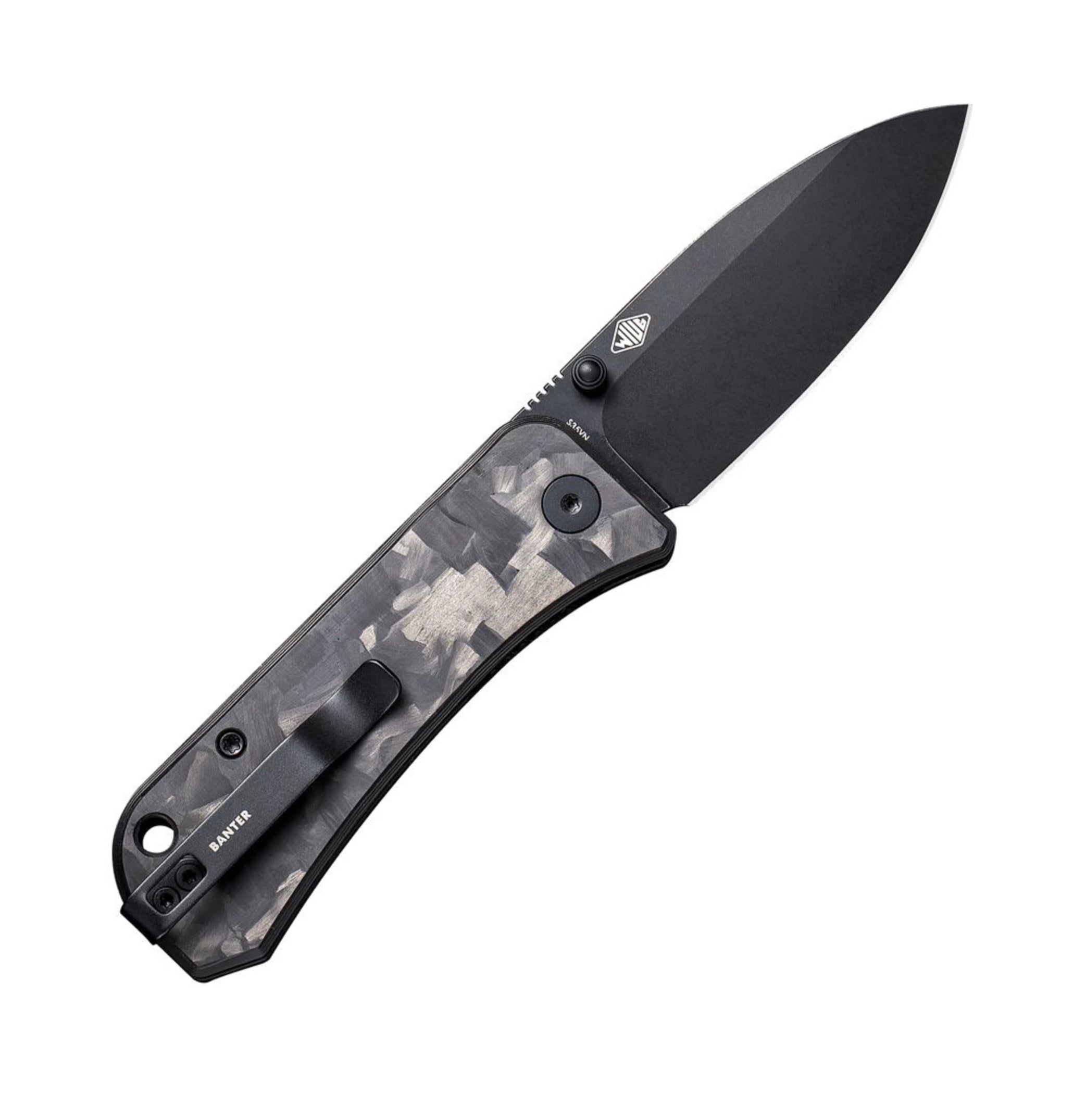 We Knife Co Banter Marble Carbon Fiber & Black S35 2004H