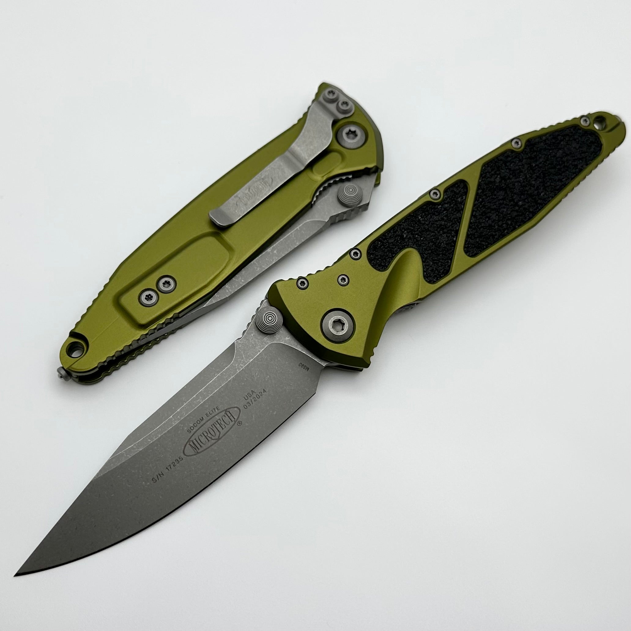 Microtech Socom Elite Single Edge Apocalyptic Standard Manual & OD Green 160-10APOD