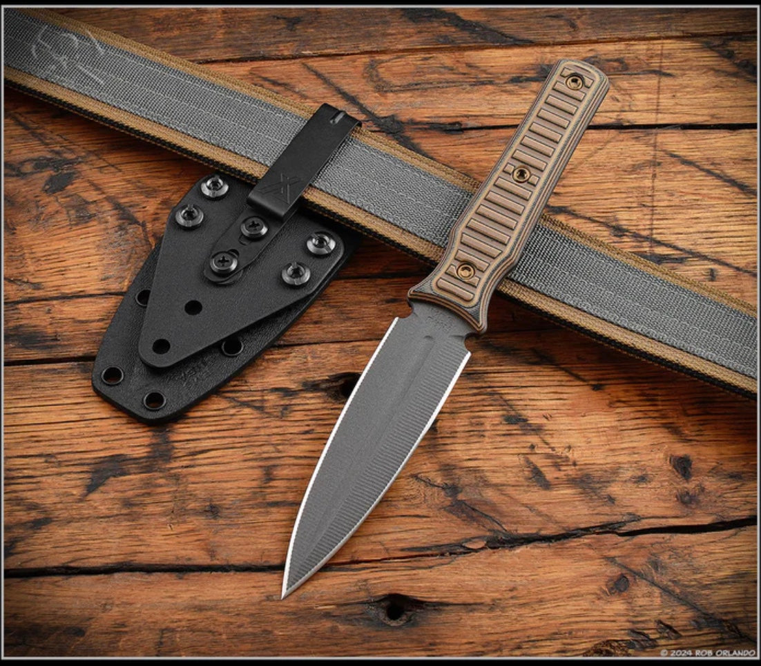 RMJ Tactical Orlando Special Fixed Blade w/ Hyena Brown G-10 & Nitro V