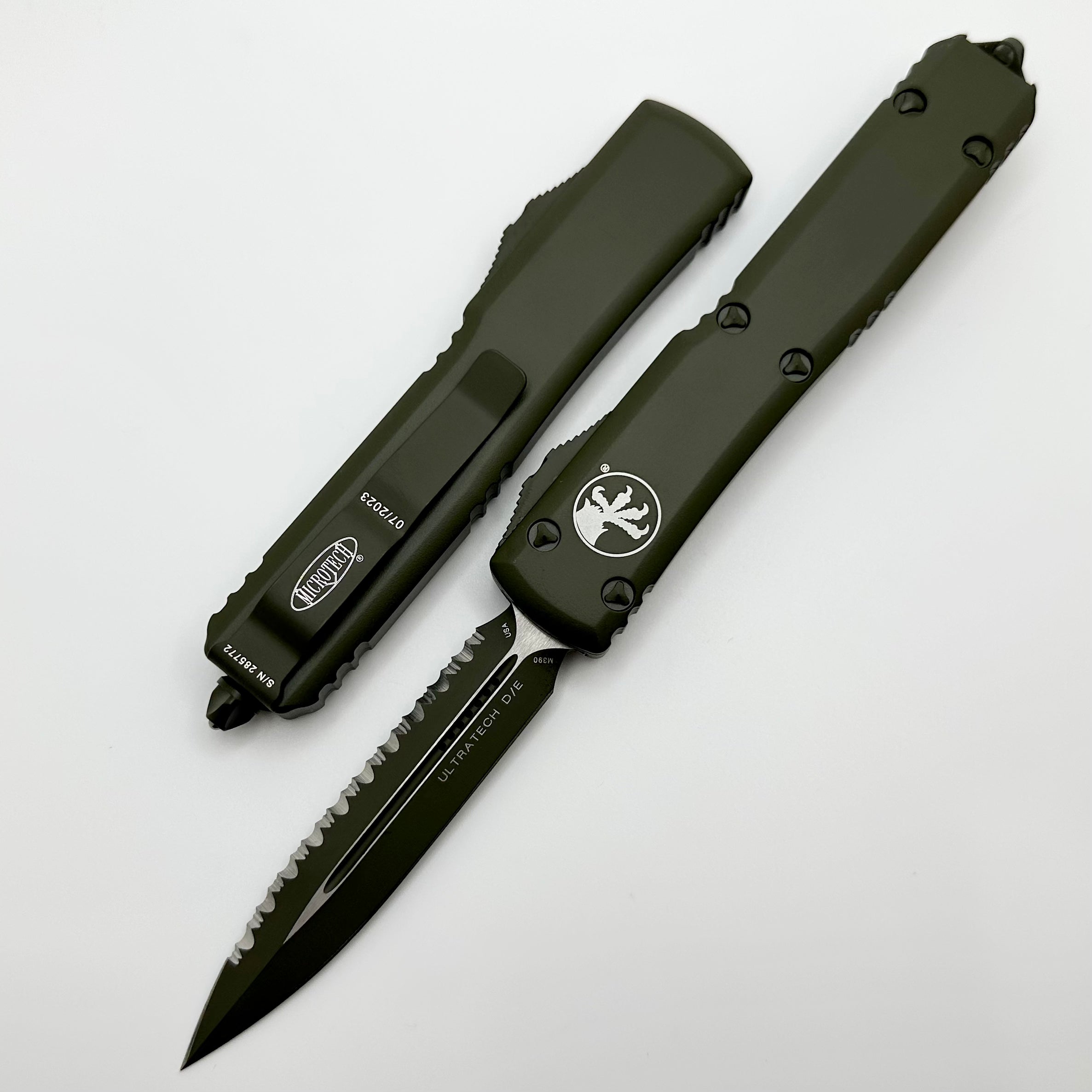 Microtech Ultratech Cerakote OD Green Double Edge Full Serrated 122-3COD