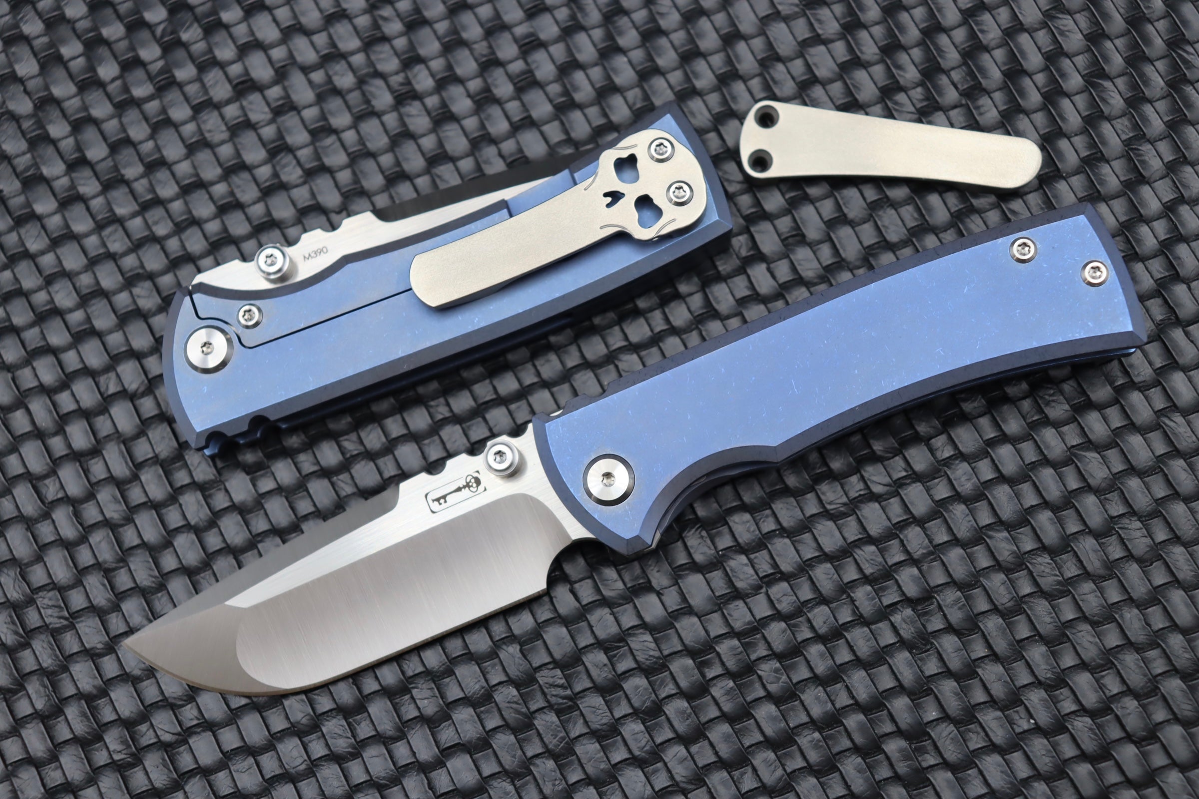 Chaves Knives Redencion Street Drop Point Blue Exclusive with Orange Peel Clip