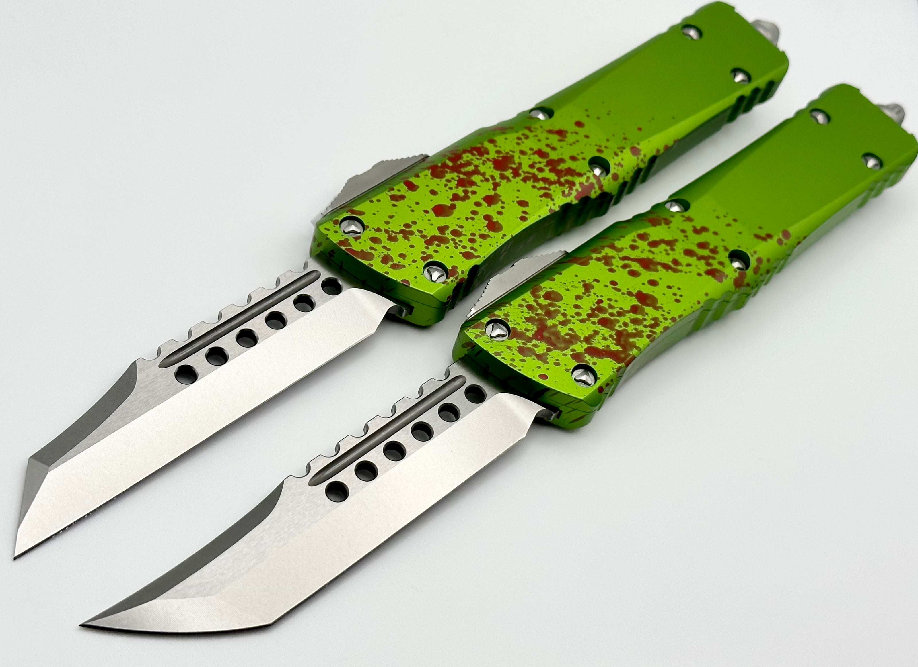 Microtech Combat Troodon Zombie Tech Hellhound & Warhound Set Signature Series Stonewash Standard 219-10SETZTS