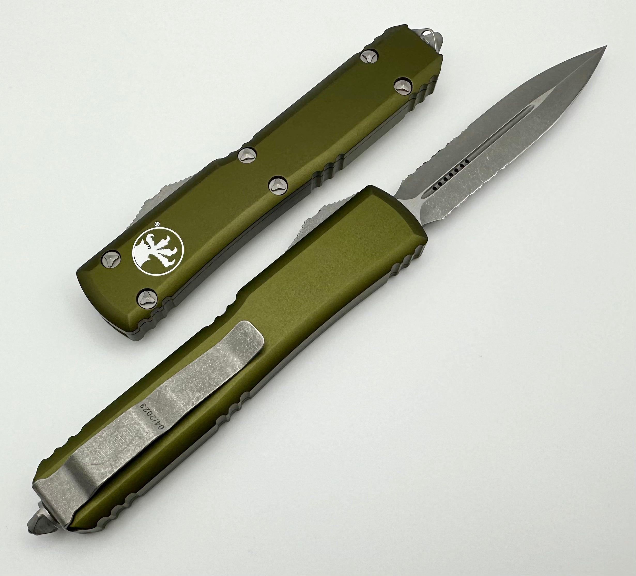 Microtech Ultratech Double Edge Apocalyptic Partial Serrated & OD Green 122-11APOD