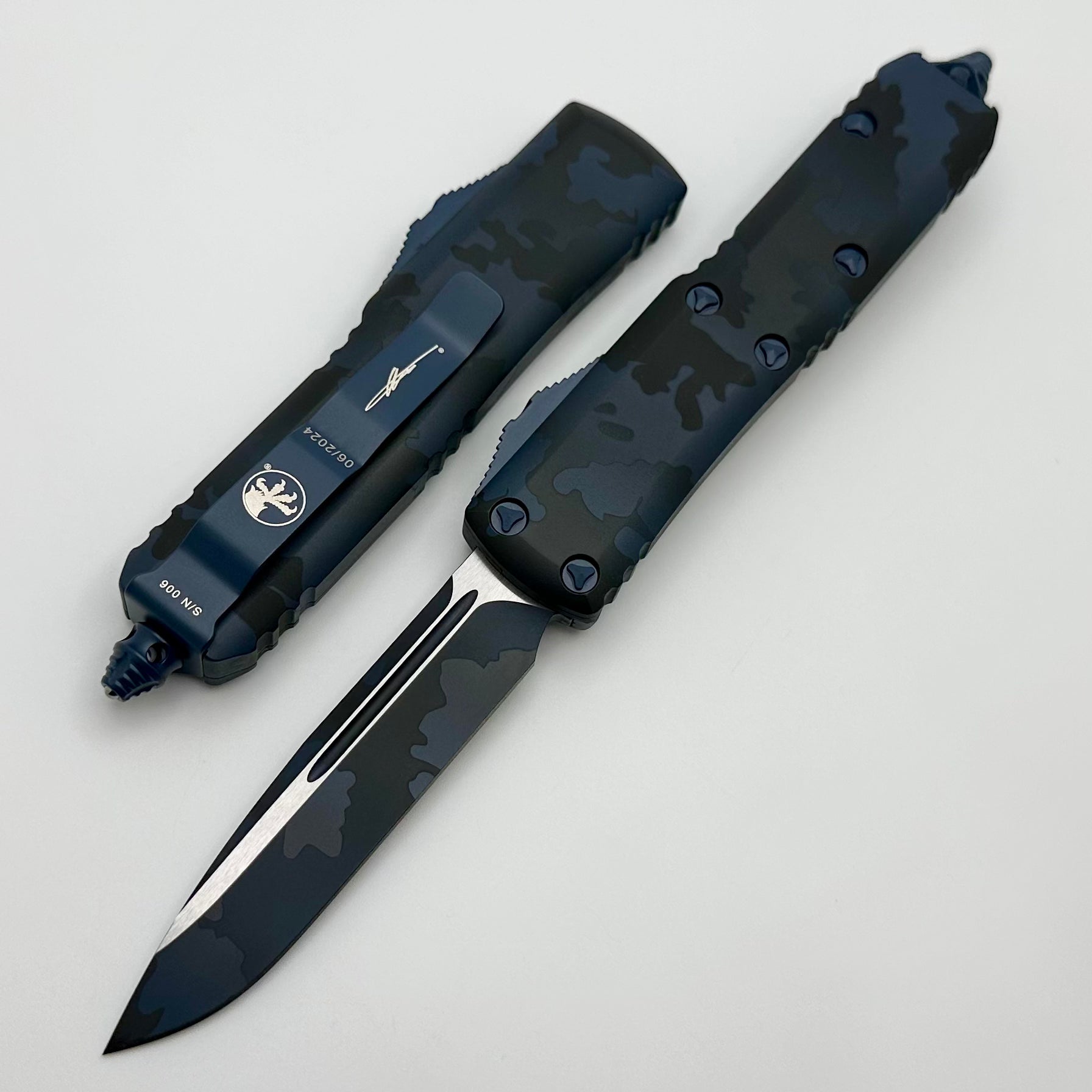 Microtech UTX-85 Single Edge Navy Camo Signature Series 231-1NACS