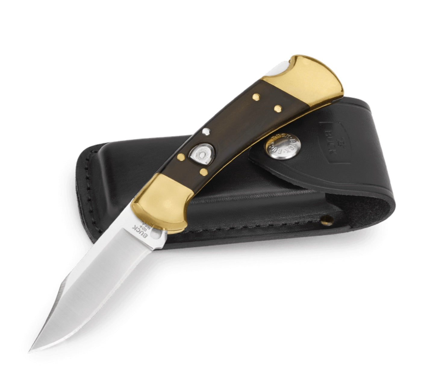 Buck Knives 112 Auto Ranger Ebony/Brass Handles w/ 420HC 0112BRSA-B