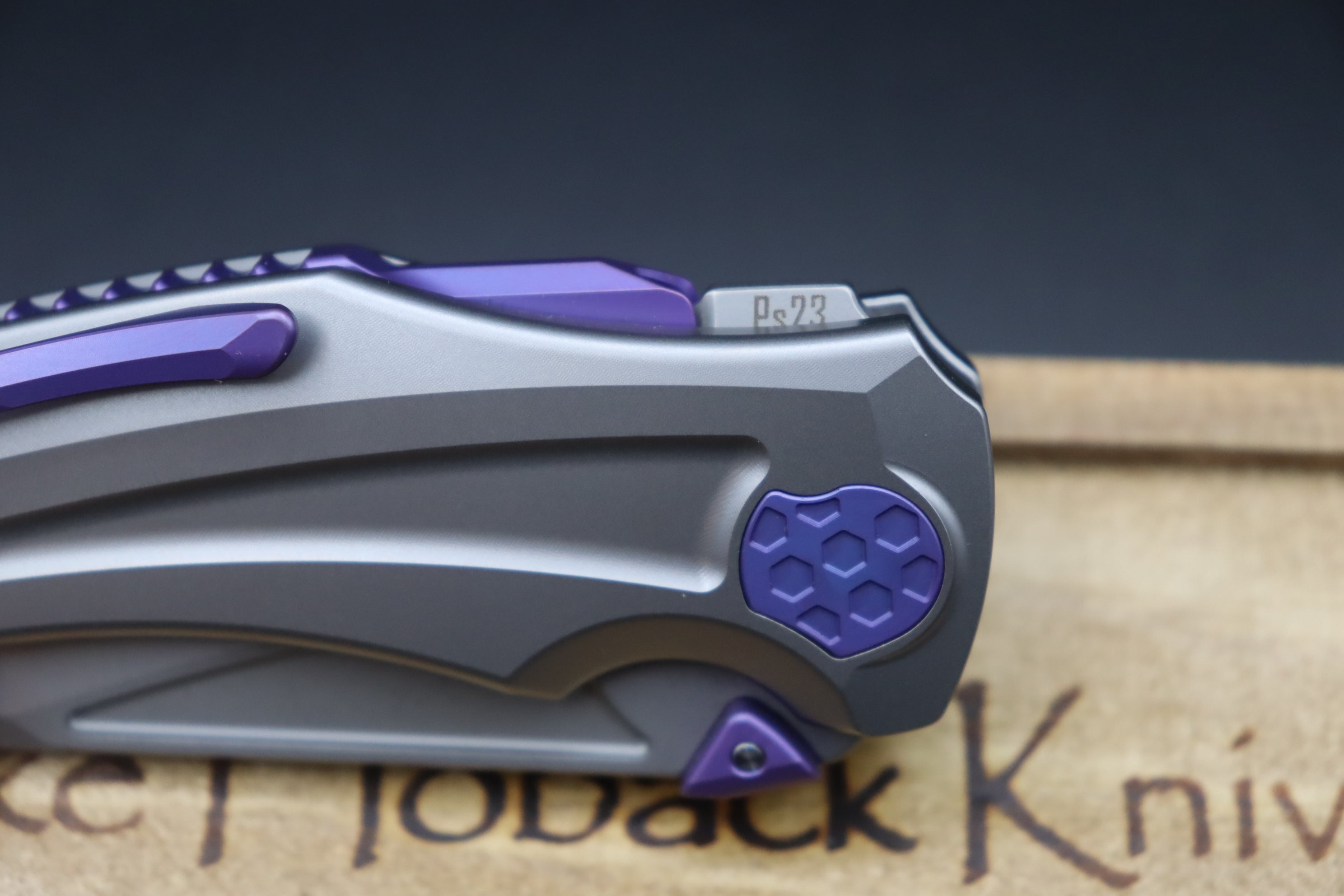 Jake Hoback Knives Sumo Stonewash Handle & Blade with Purple Anodized Accents