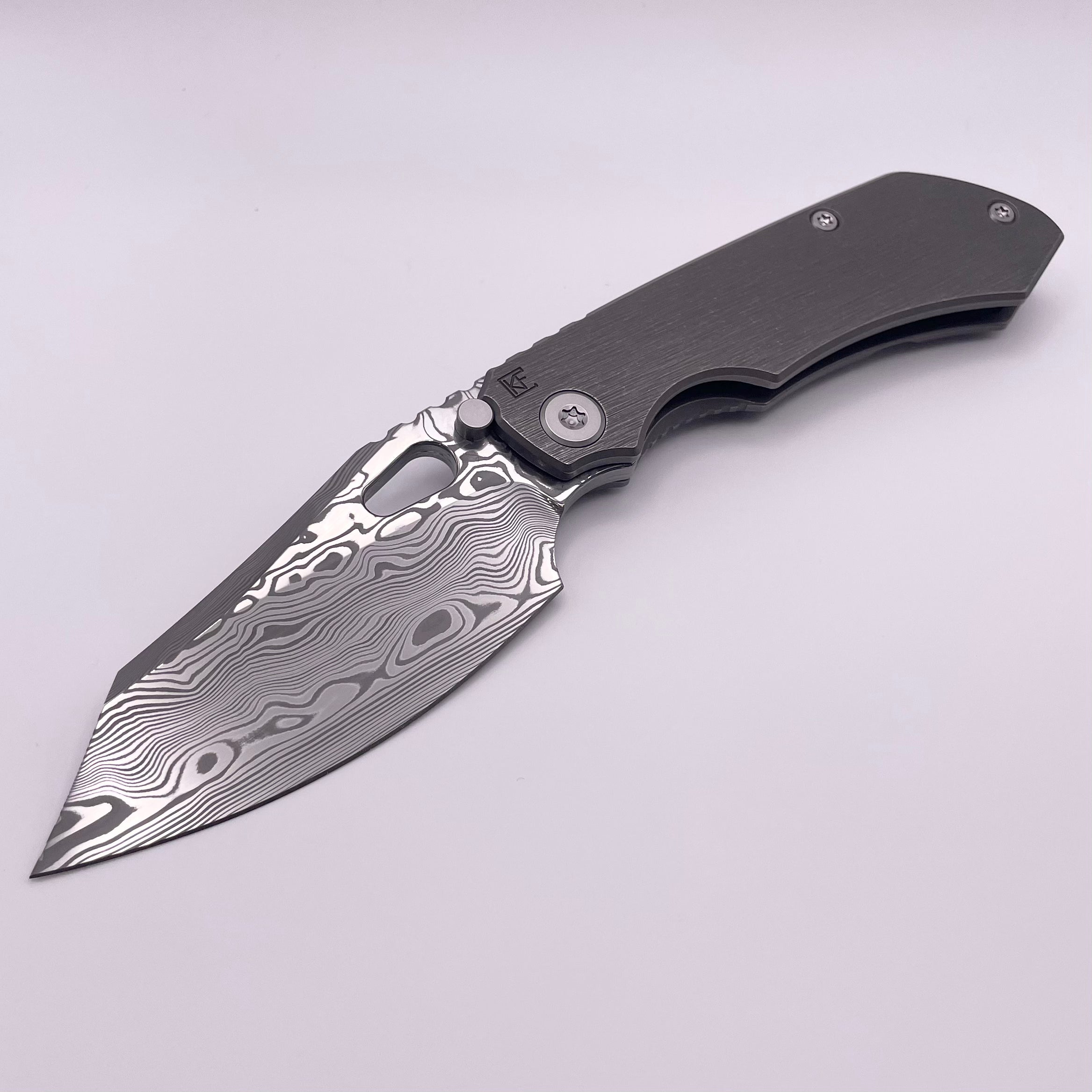 BLEMISH Custom Knife Factory Rotten Design Evo 4.0 Damasteel w/ Tumbled Handles