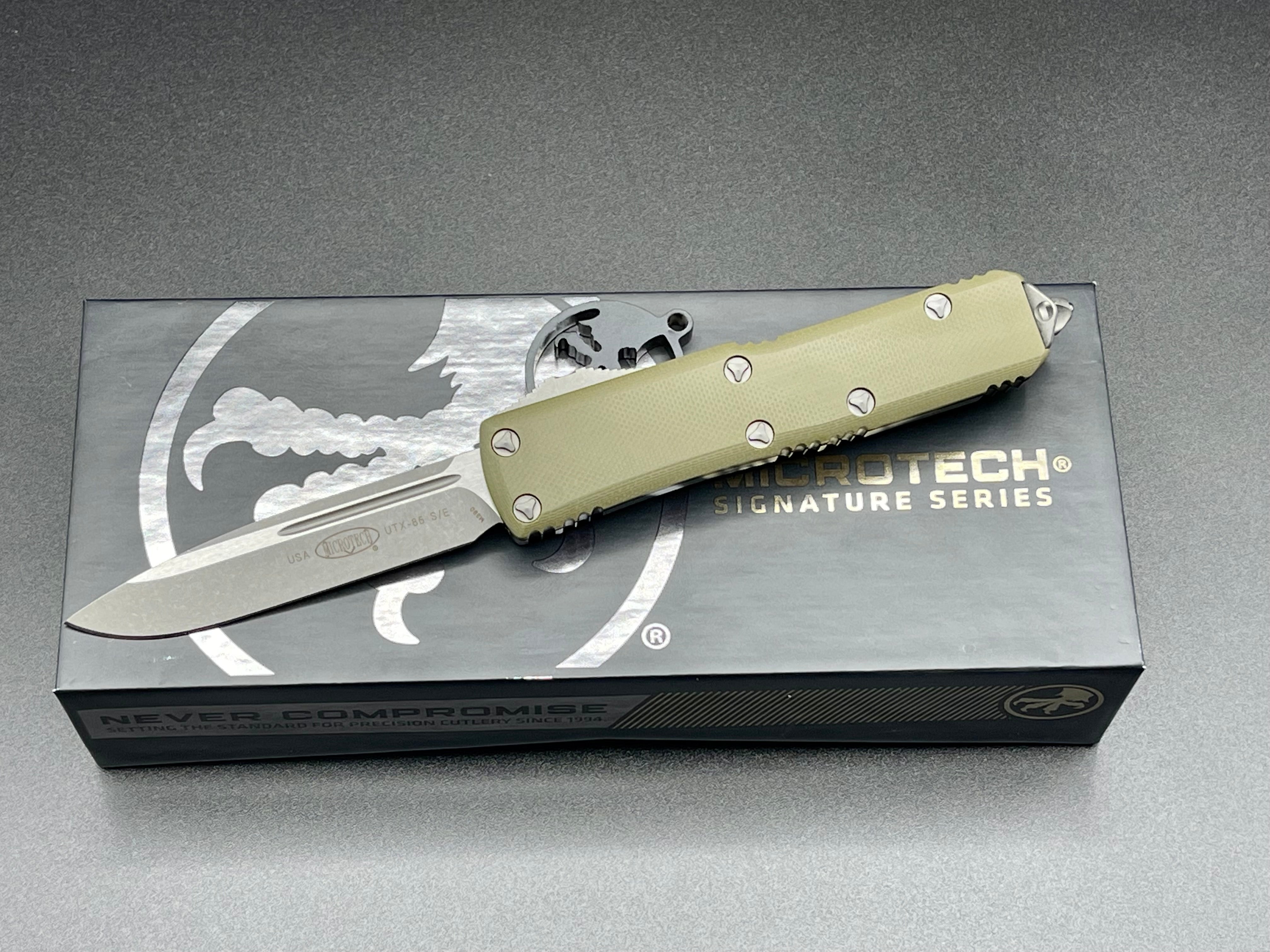 Microtech UTX-85 S/E Stonewash Apocalyptic Standard Signature Series  G10 ODS 231-10APGTODS