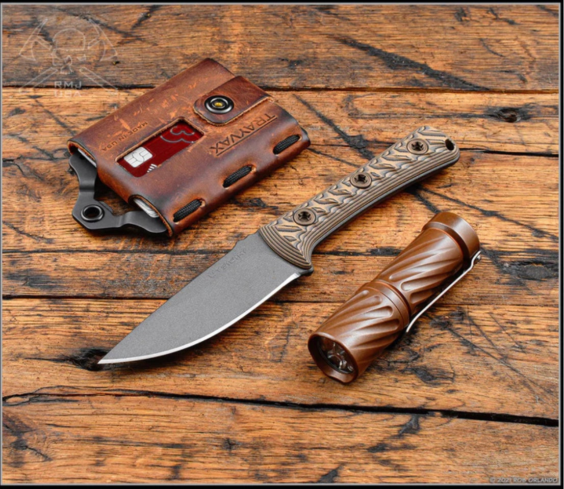 RMJ Tactical Utsidihi Fixed Blade Hyena Brown G-10 & Niro-V