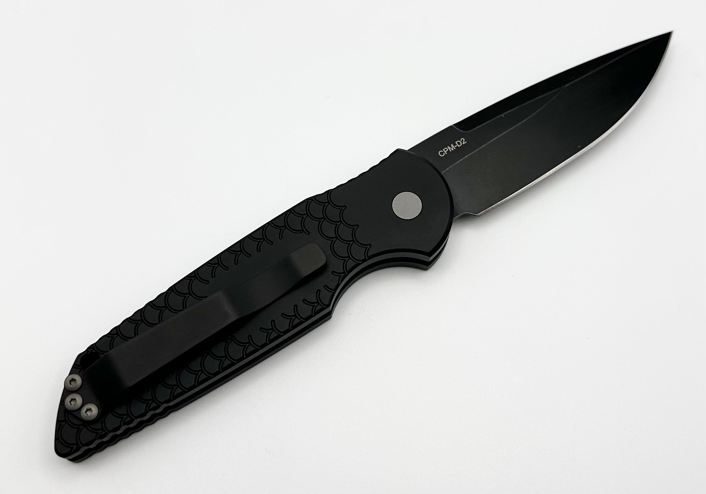 Pro-Tech TR-3 XI Black Fish Scale Handle & D2 Blackwash Blade