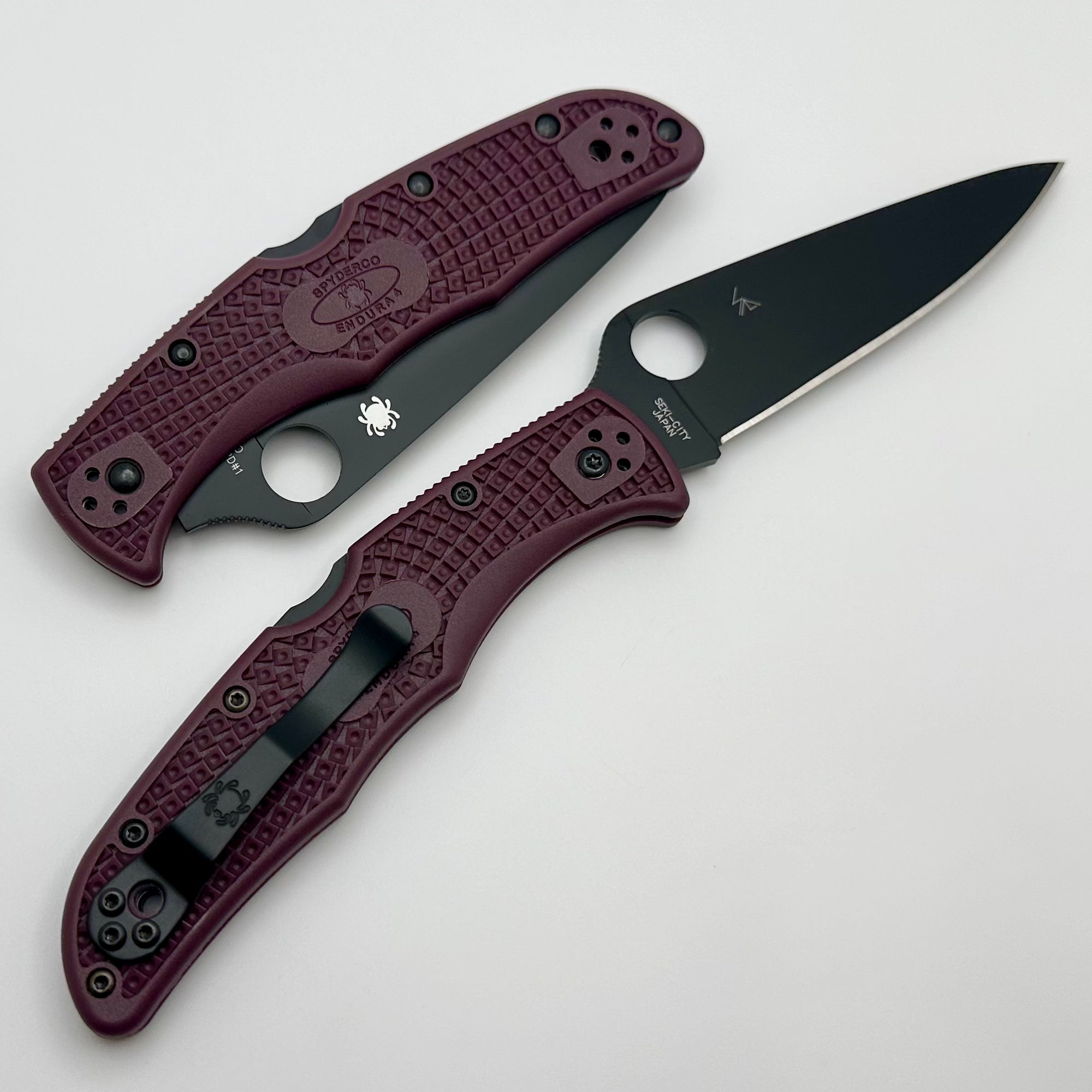 Spyderco Endura 4 Burgundy Lightweight FRN w/ Micro Melt PD1 Sprint Run C10BGBKP