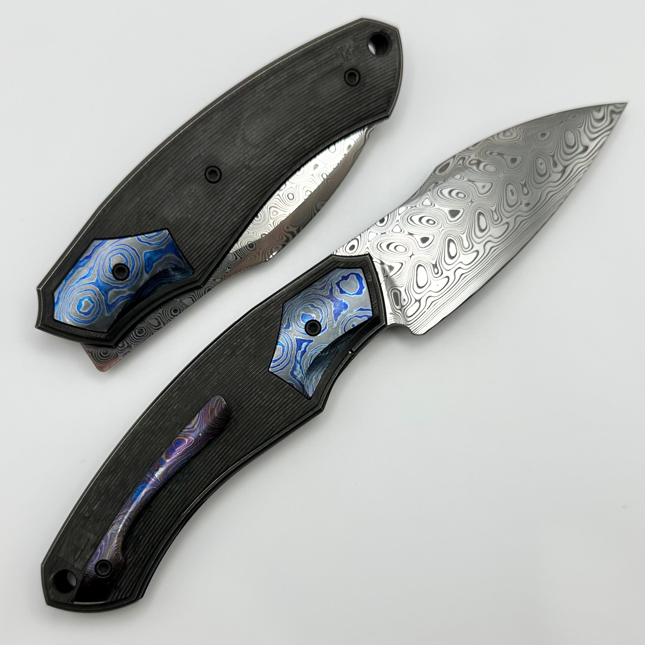 Custom Knife Factory Davless Carbon Fiber & ZircuTi w/ Damasteel