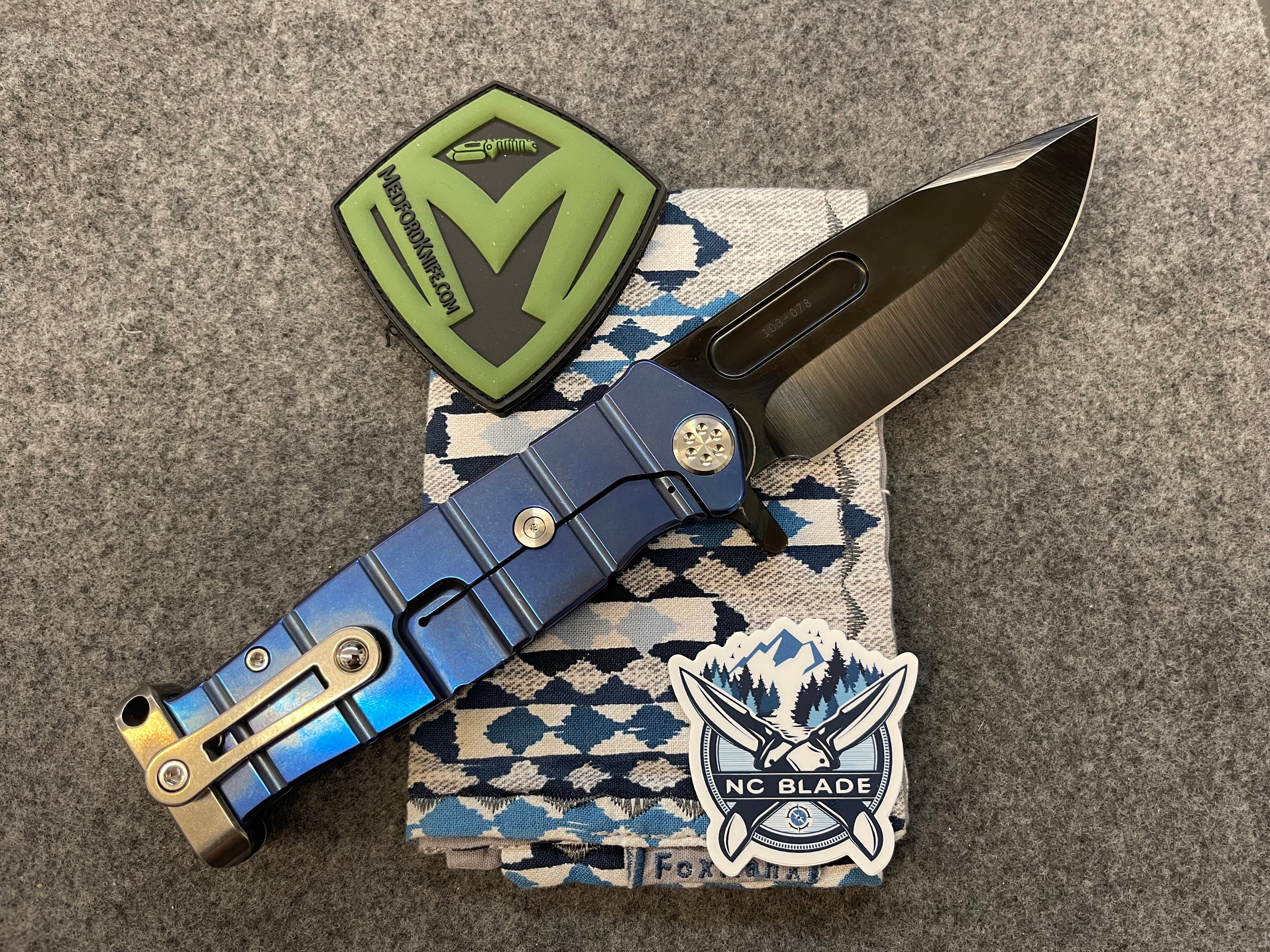 Medford Knife Fighter Flipper USMC Blue with PVD S35