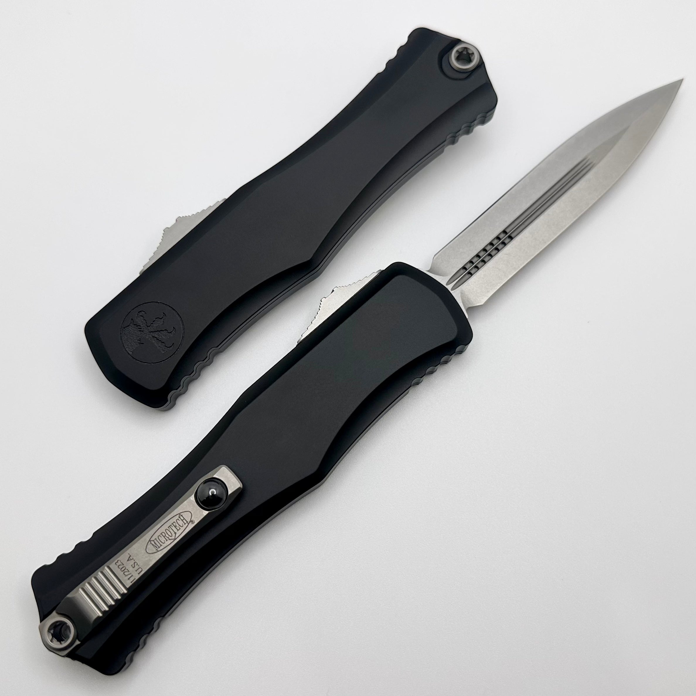 Microtech Knives Hera II Stonewash Double Edge w/ Black Handle 1702-10