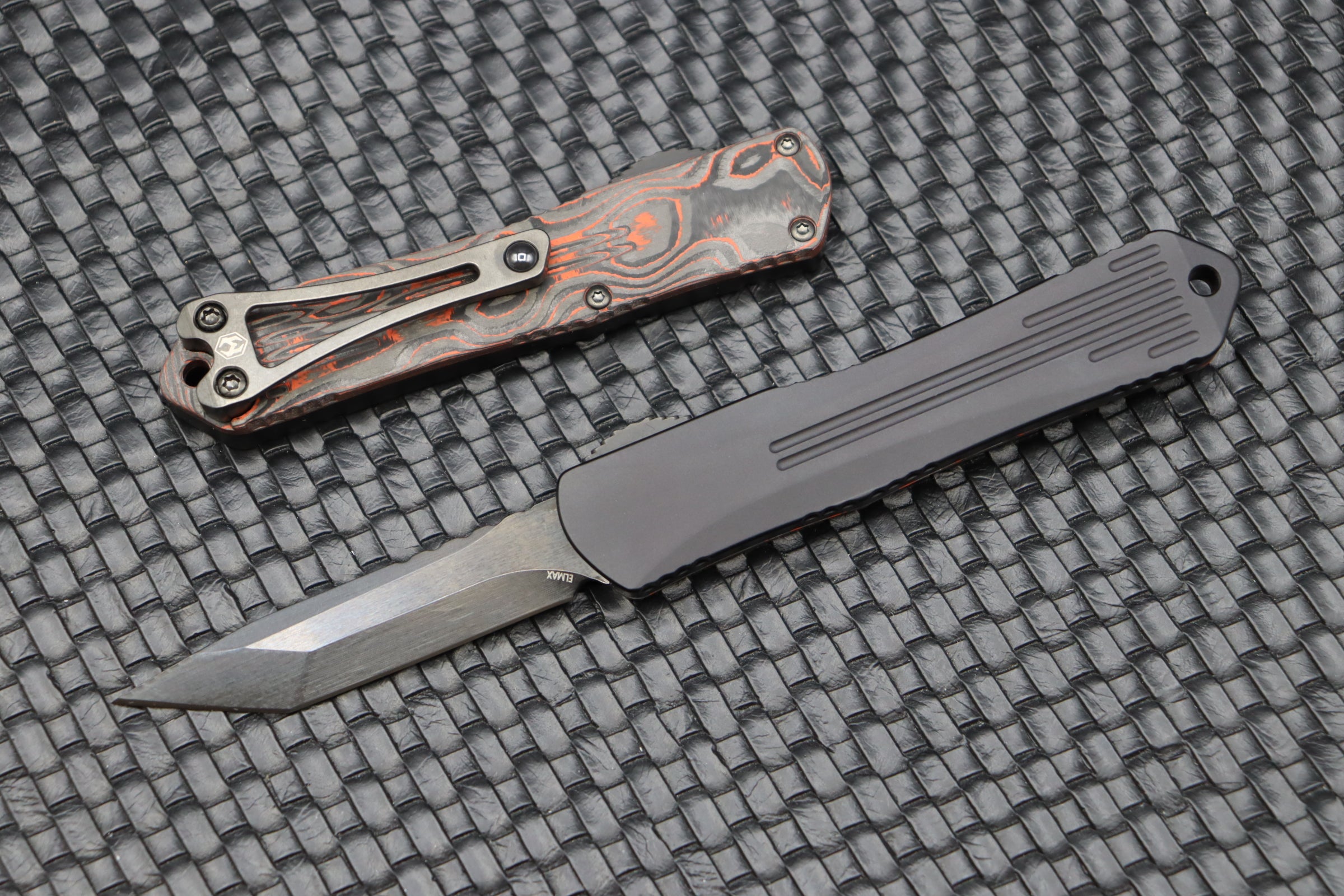 Heretic Knives Manticore S Tanto Black & Orange Camo Carbon