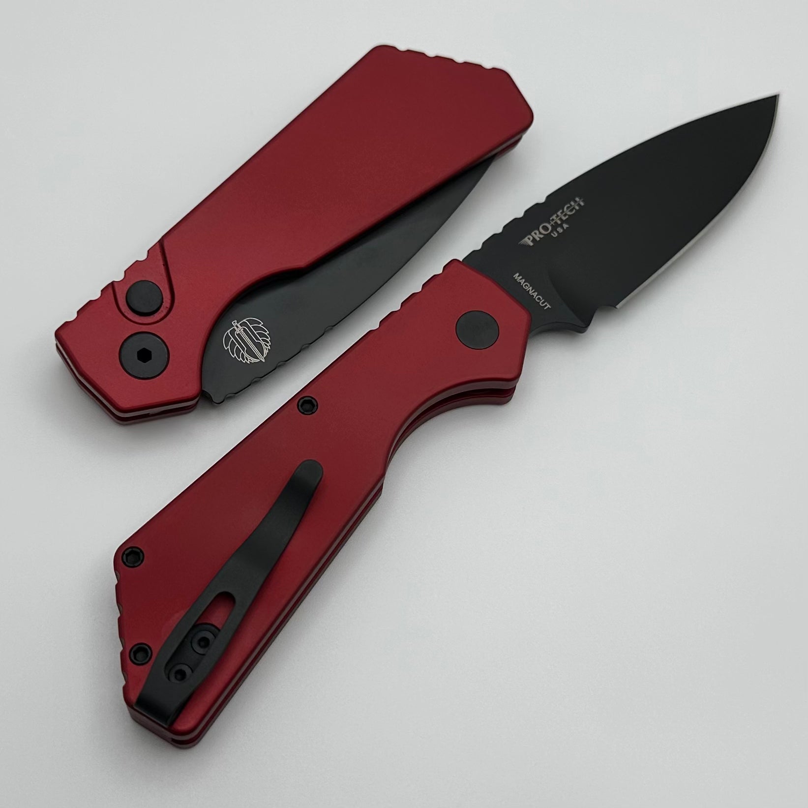 Pro-Tech PT Plus Red Aluminum Handle & DLC MagnaCut Blade PT203-Red