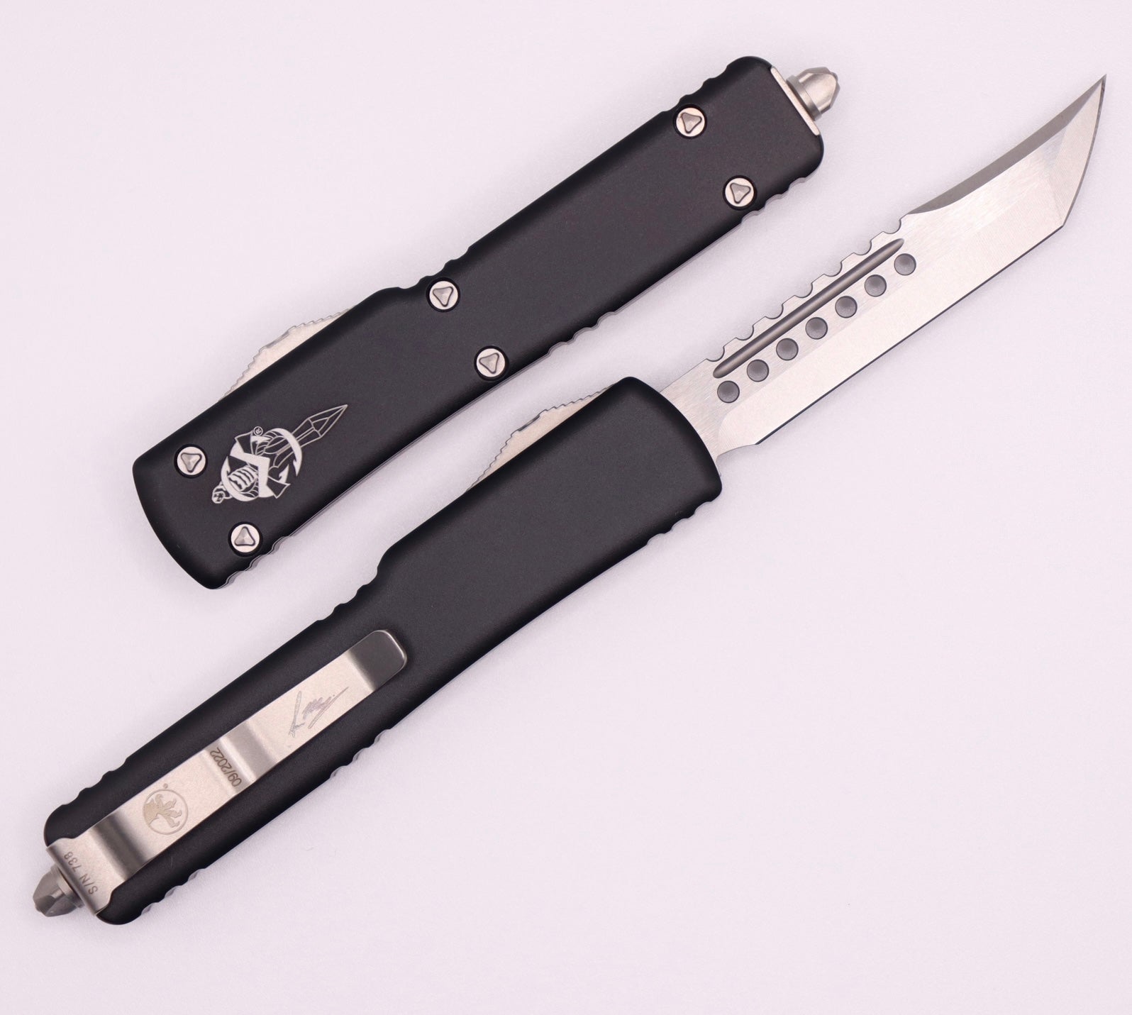 Microtech UTX-70 Hellhound Stonewash Standard & Black 419-10S