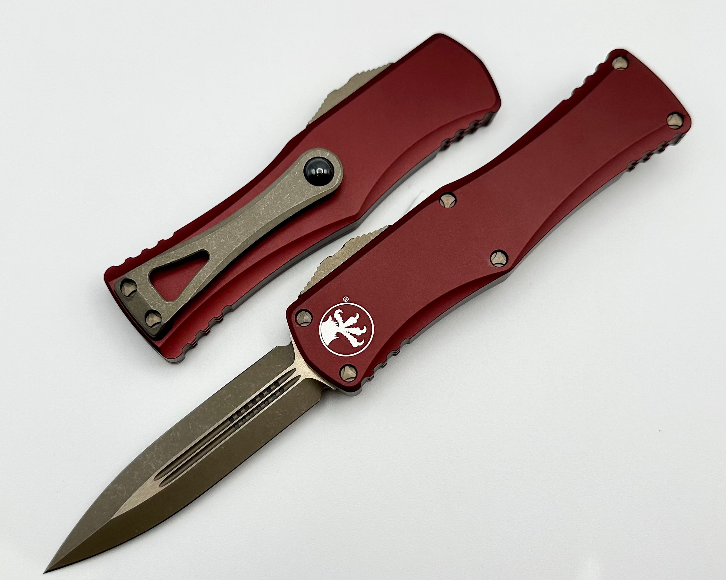 Microtech Hera Double Edge Apocalyptic Bronze Standard & Merlot 702-13APMR