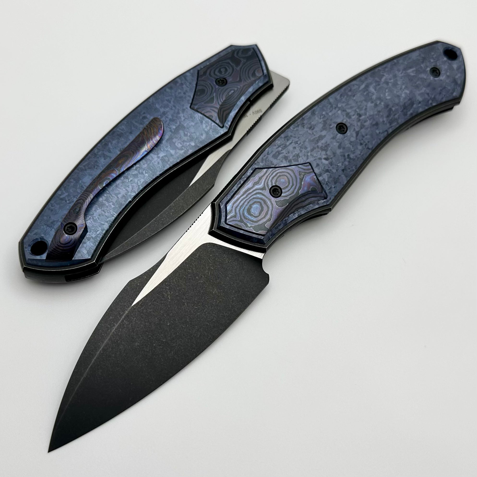 Custom Knife Factory Davless Crystal Ti & ZircuTi w/ Blackwash S90V