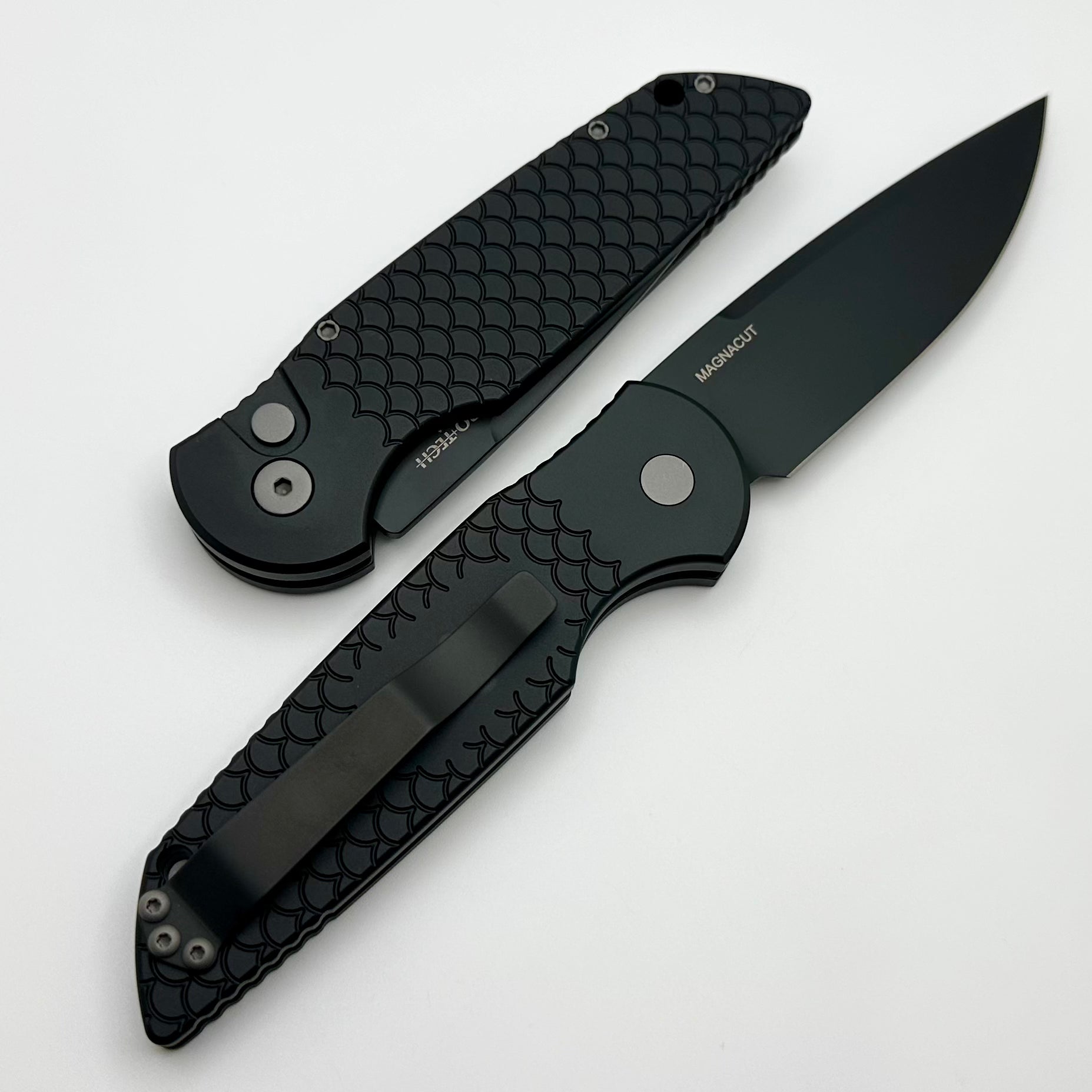 Pro-Tech TR-3 X1 Black “Fish Scale” Handle & Black MagnaCut Blade TR-3 X1 MC