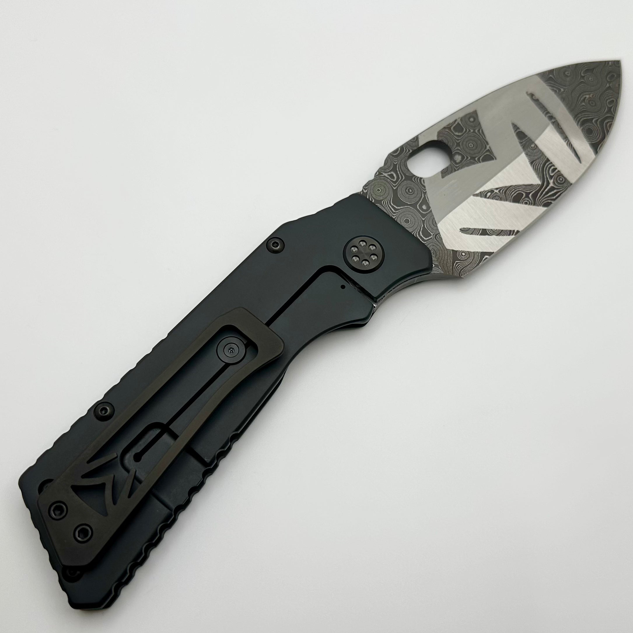 Medford TFF-1 Chad Nichols Damascus USA Flag/MKT w/ DLC Contoured Handles & Black Hardware