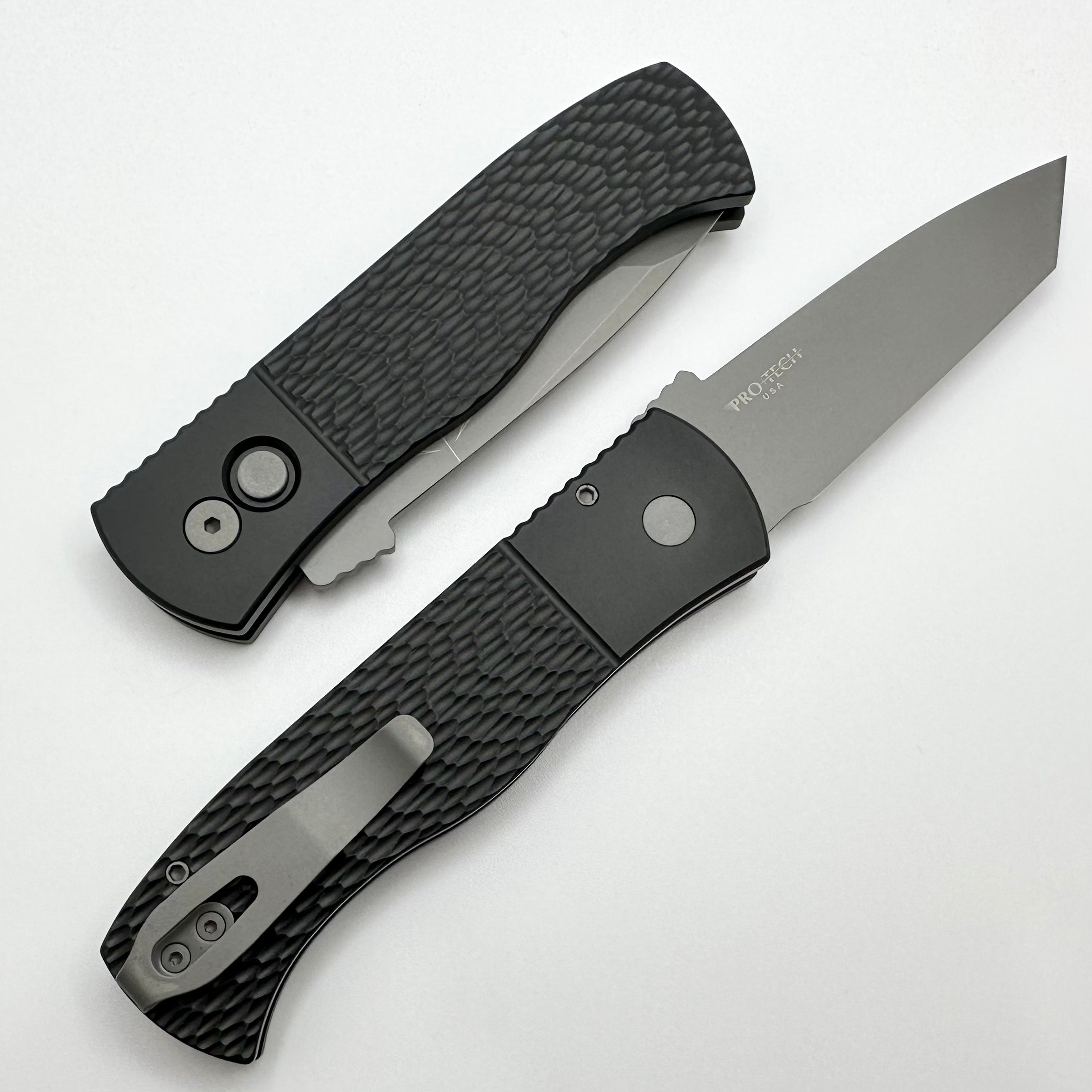 Pro-Tech Emerson CQC7 Chisel Blasted Tanto w/ Textured Black Handle & Wide Deep Carry Clip E7T05