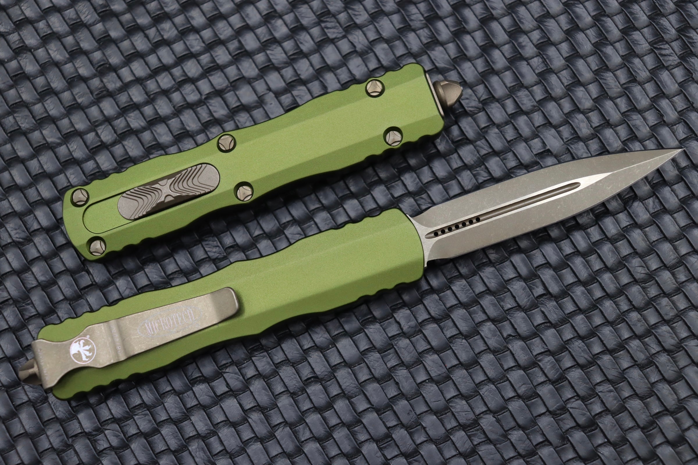 Microtech Dirac Double Edge Apocalyptic & OD Green 225-13APOD