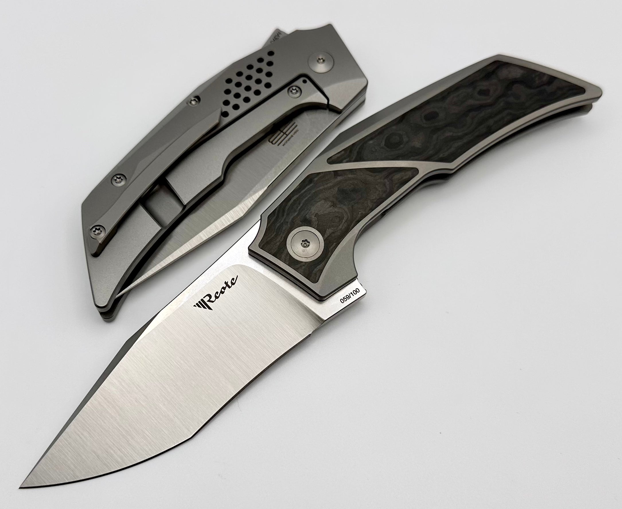 Reate Knives T3500 Titanium w/ Black Camo Carbon Inlay & M390