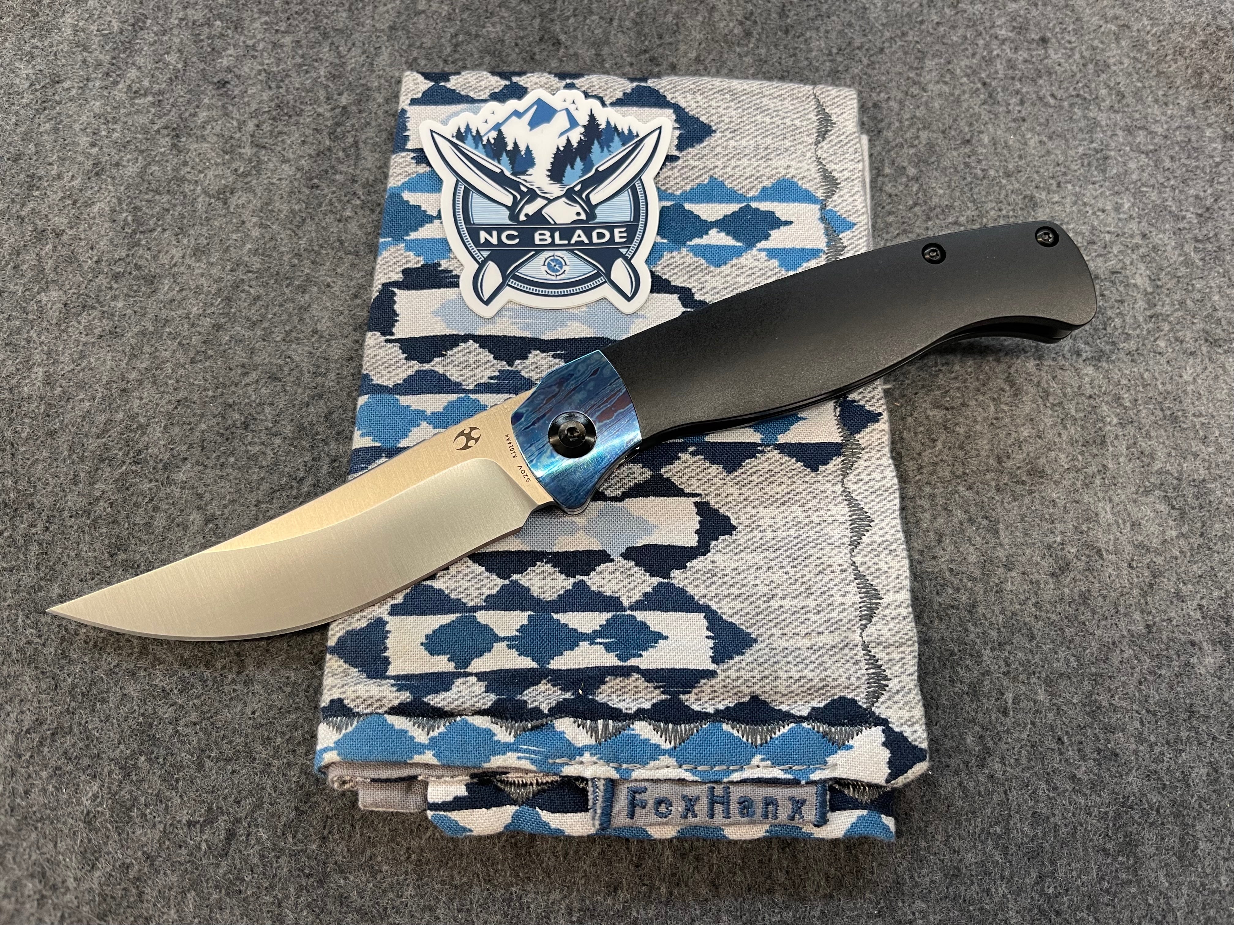 Kansept Knives Mujir Black Titanium with Timascus Bolster