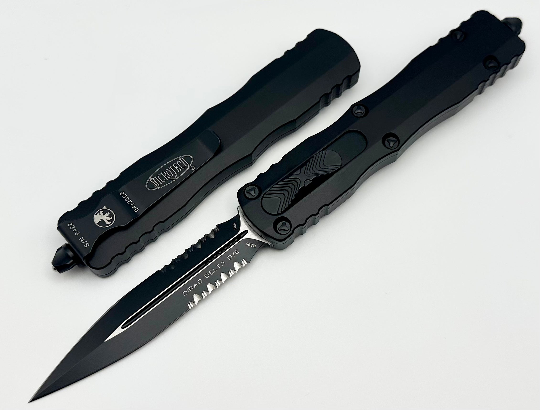 Microtech Dirac Delta Double Edge Black Tactical Partial Serrated 227-2T