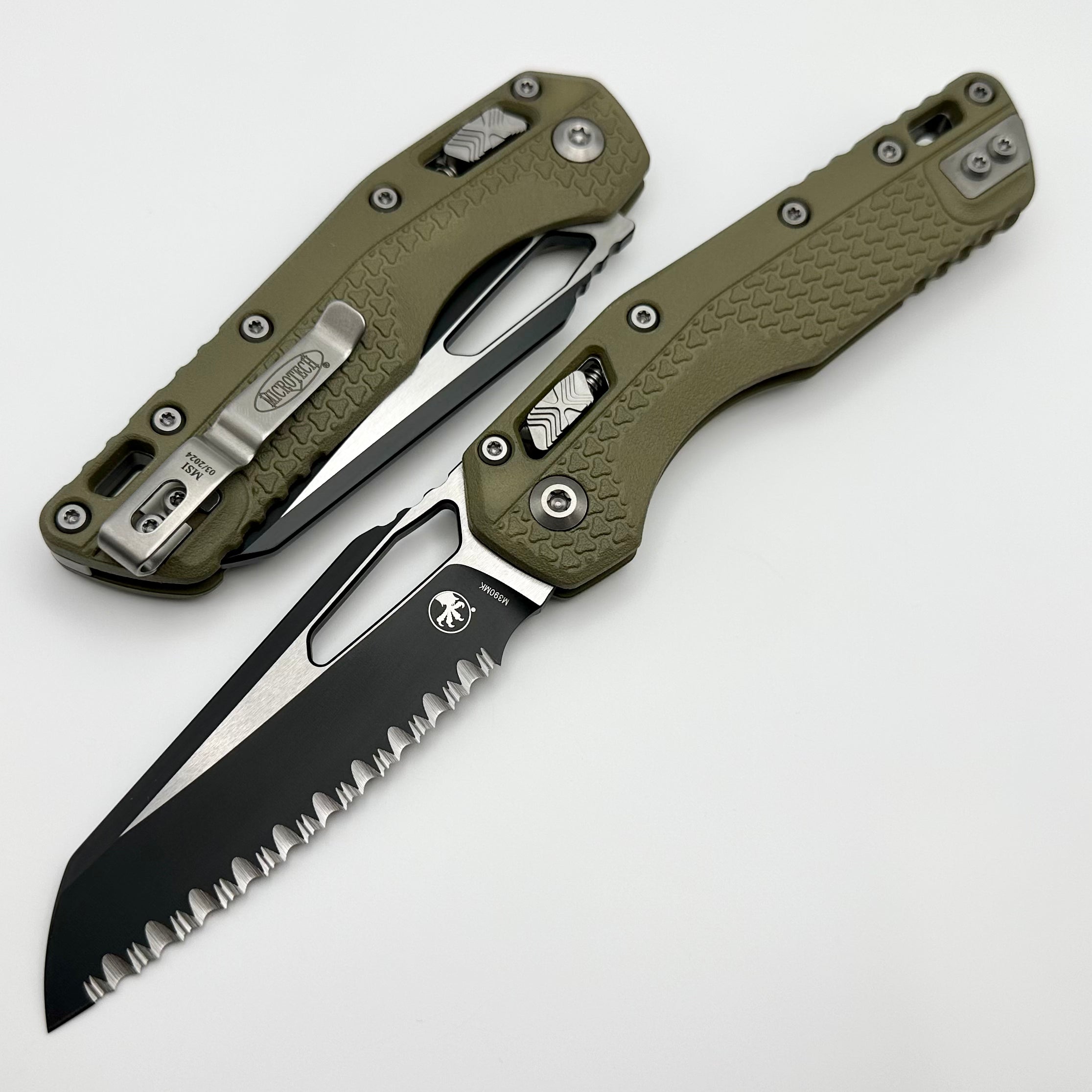 Microtech Knives MSI RAM LOK OD Green Polymer & Black Full Serrated M390MK 210T-3PMOD