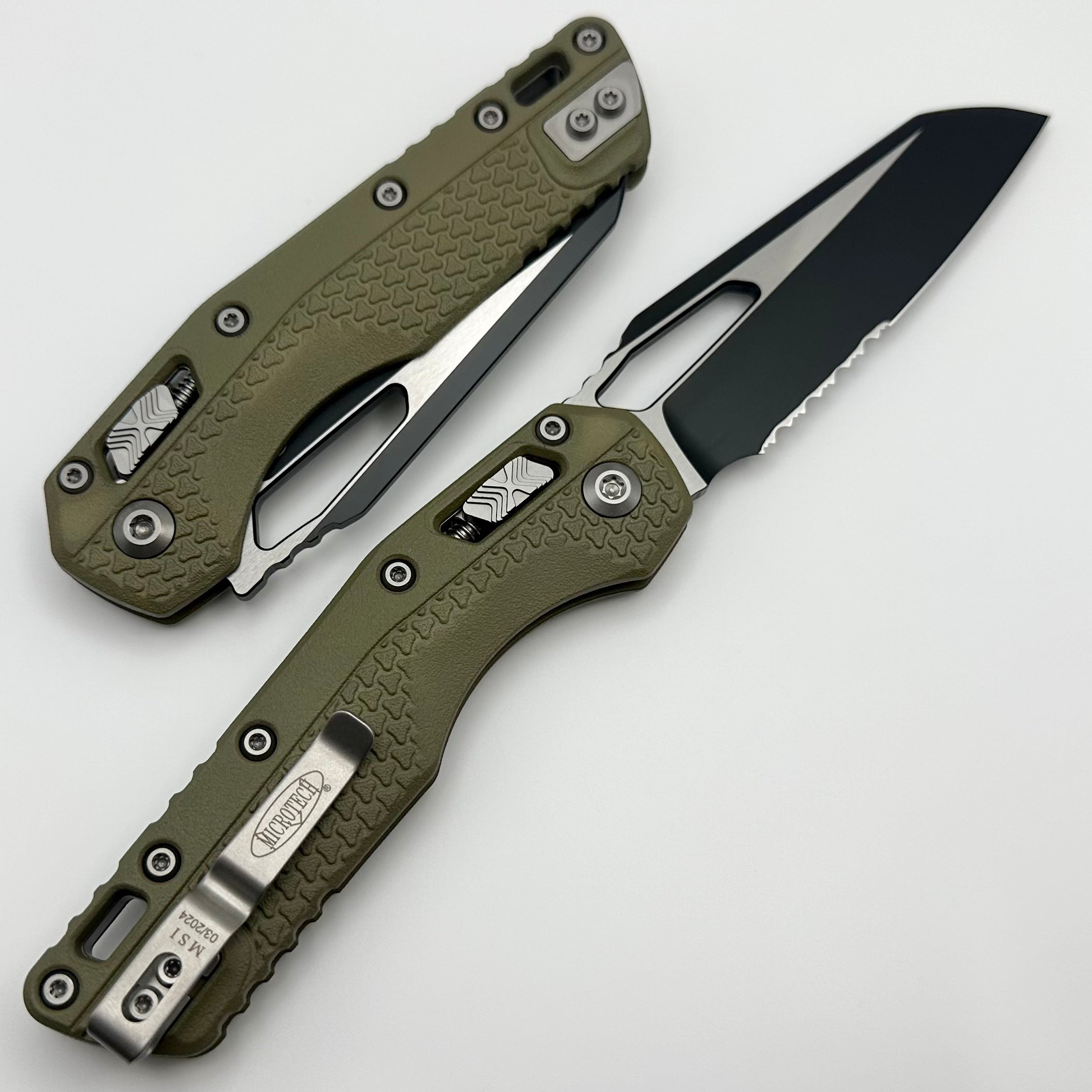 Microtech Knives MSI RAM LOK OD Green Polymer & Black Partial Serrated M390MK 210T-2PMOD