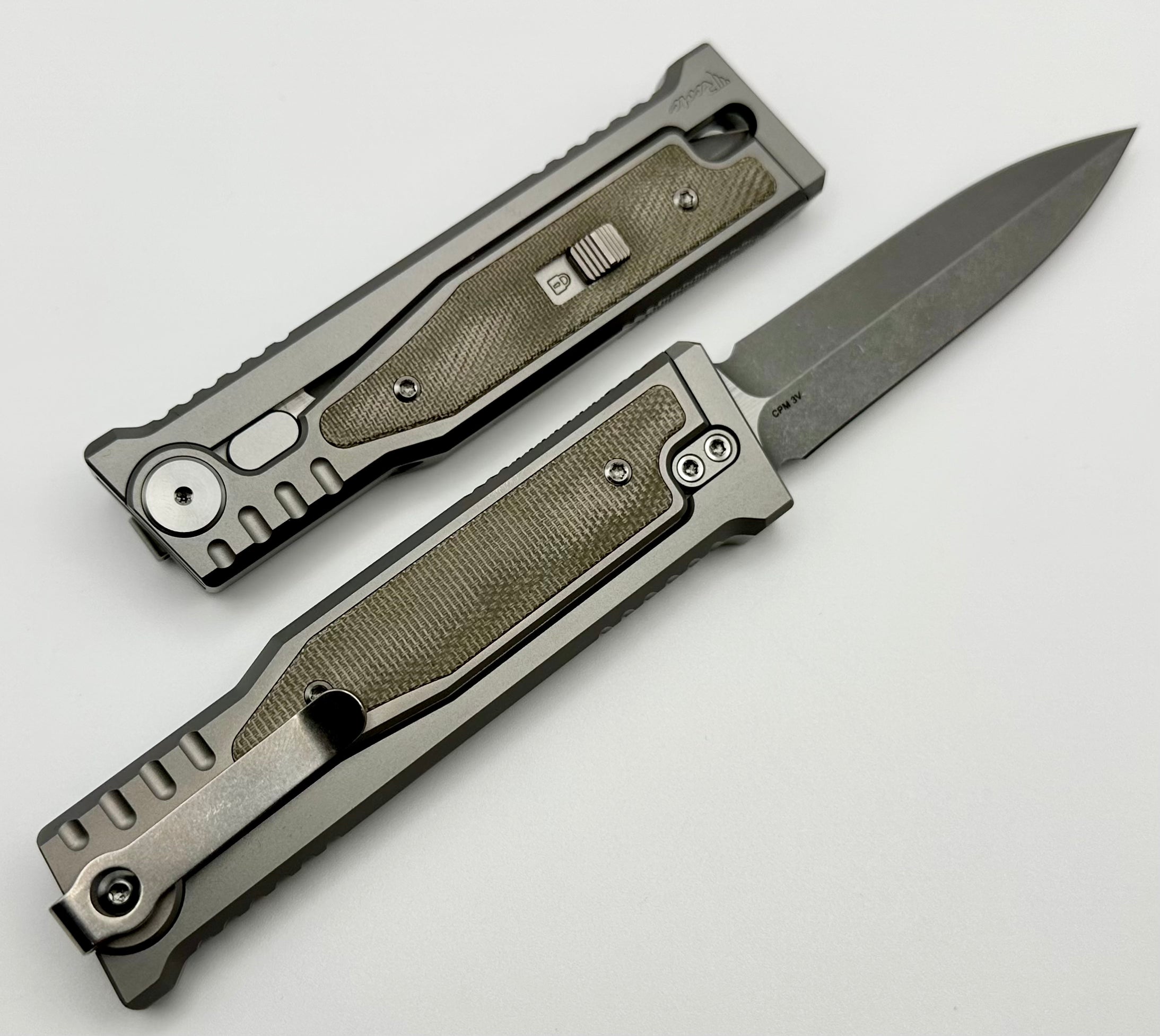 Reate EXO M Green Micarta & Two Tone Double Edge 3V