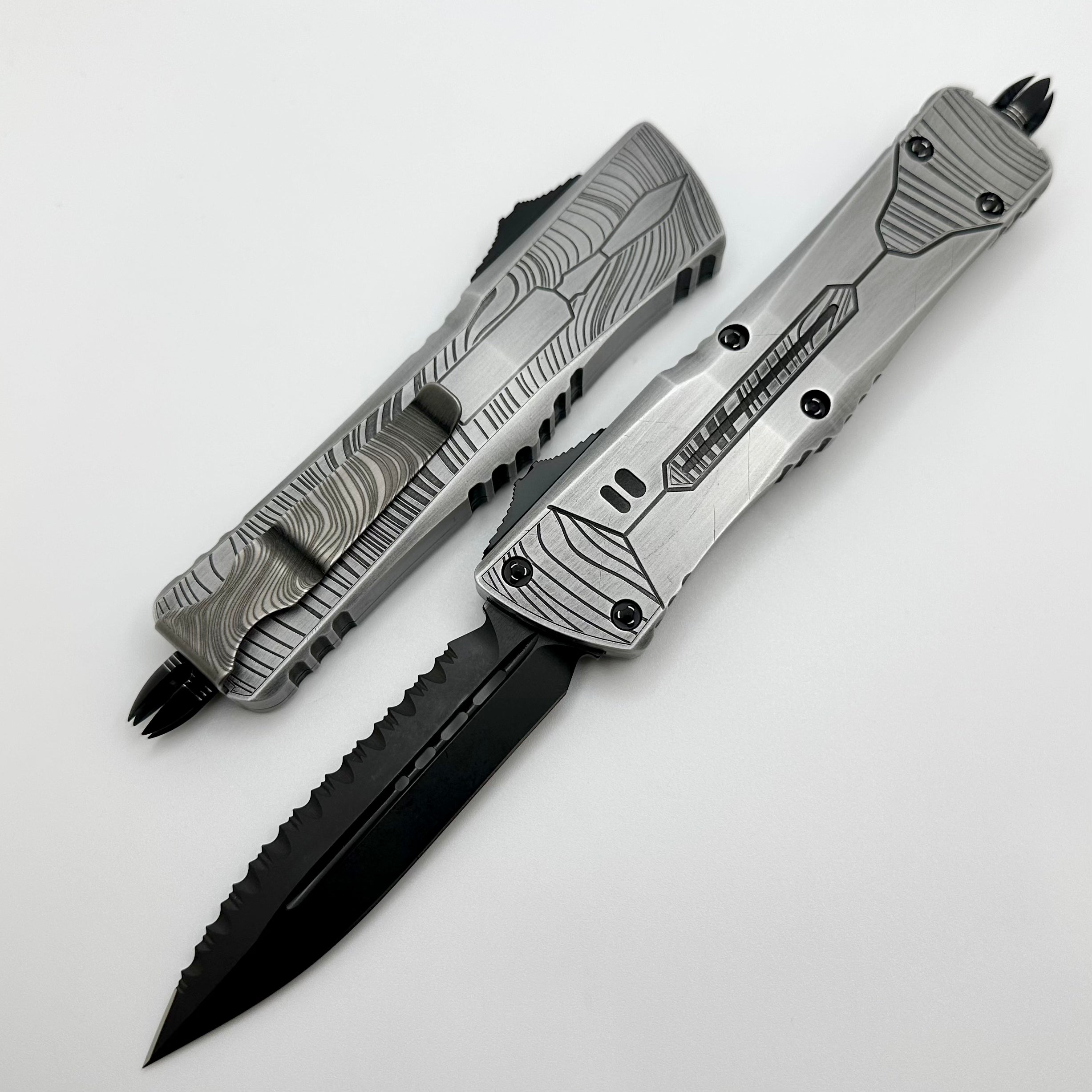 Microtech Combat Troodon Beskar Double Edge Full Serrated DLC Standard w/ DNA Catcher 142-3DLCMDDNA