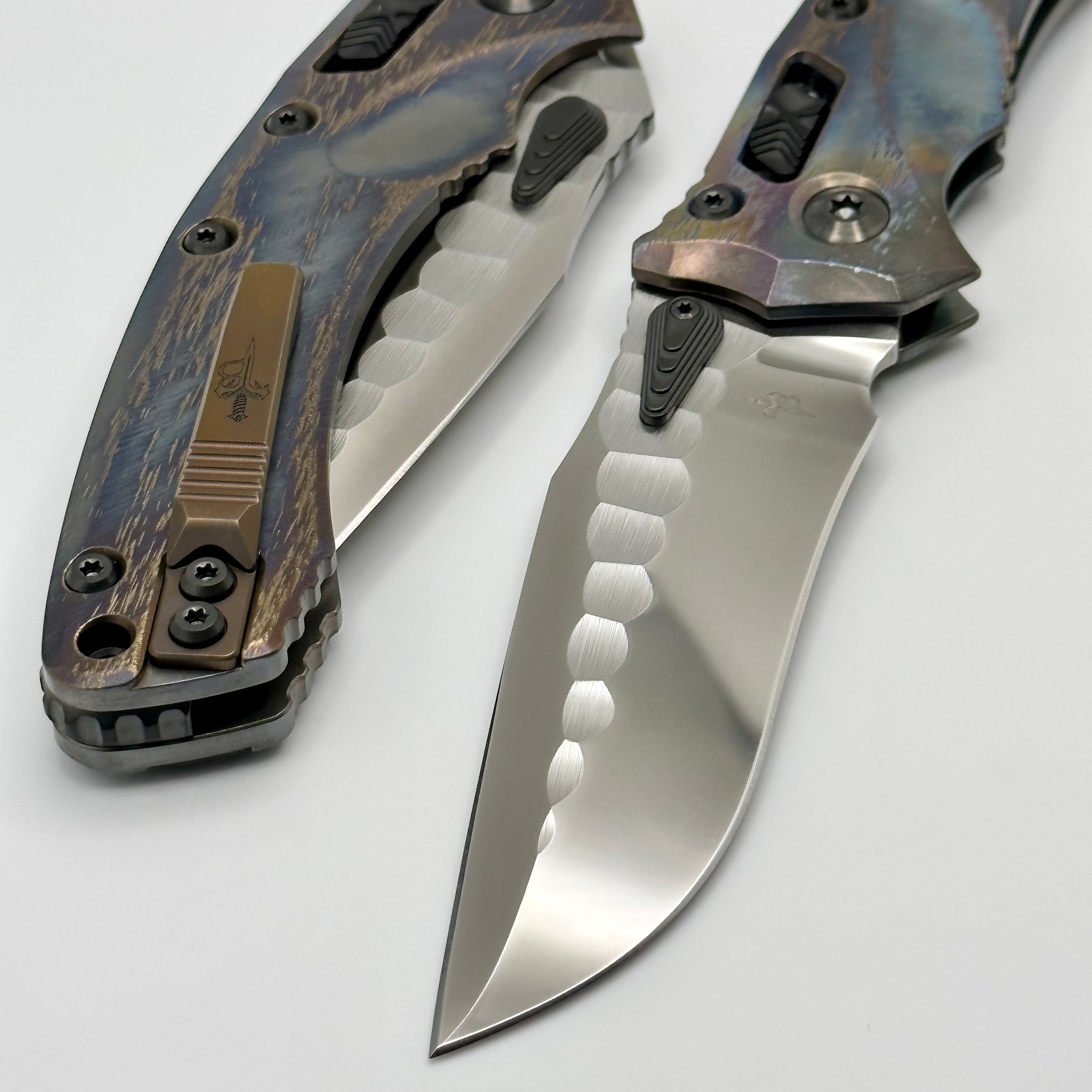 Marfione Custom Knives & Borka Blades Amphibian RAM-LOK Diamondwash Rock Ground M390 & Cosmic Titanium w/ DLC Two Tone Hardware